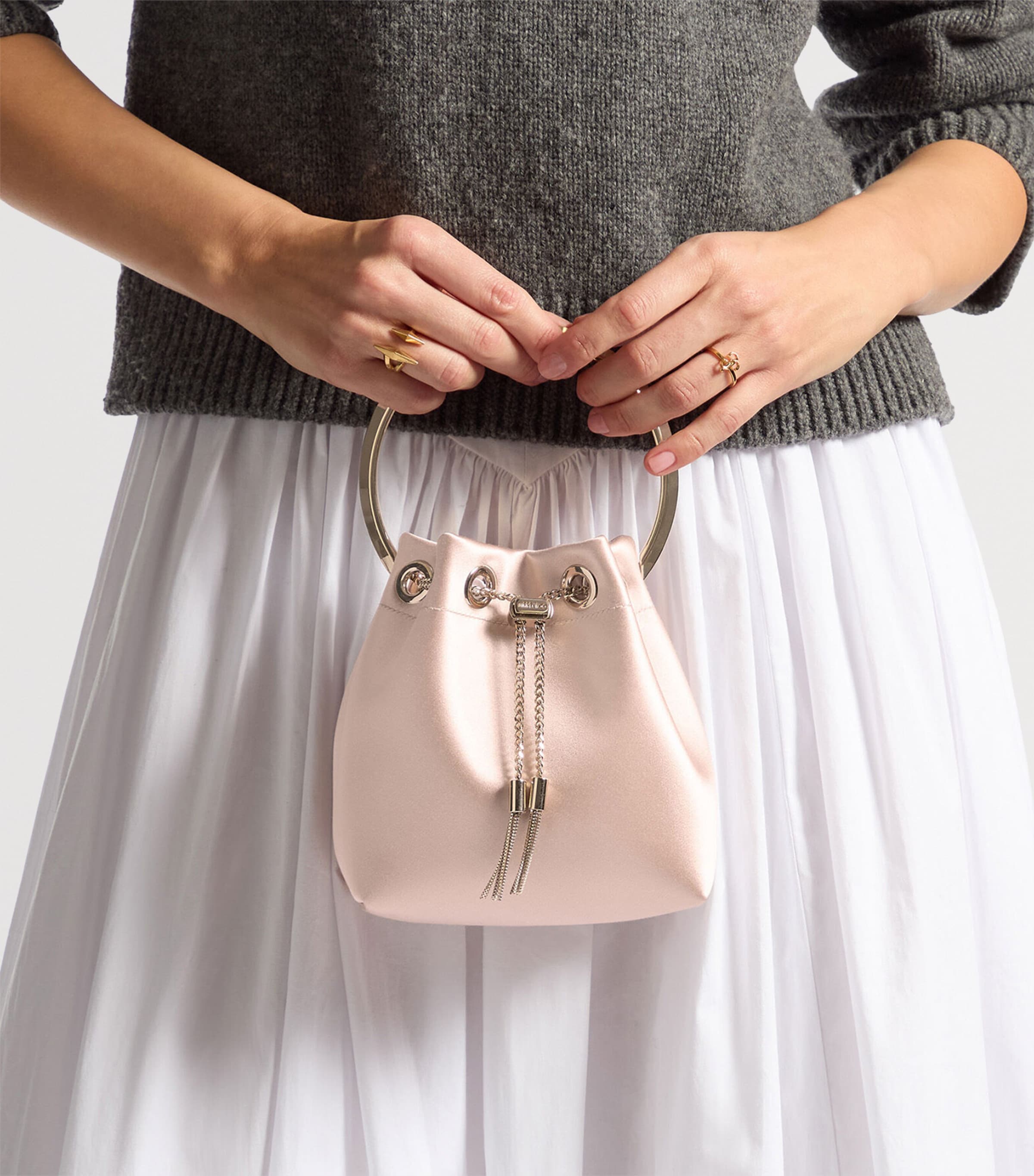 Jimmy Choo Bon Bon Satin Top-Handle Bag Macaron/light Gold Image 2