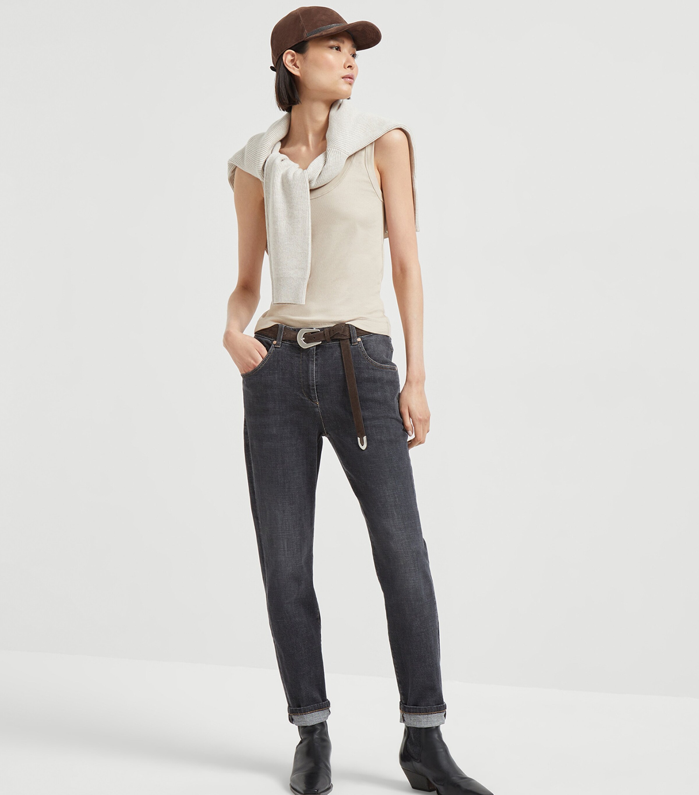 Stretch-Cotton Ribbed Tank Top C8539 Image 4