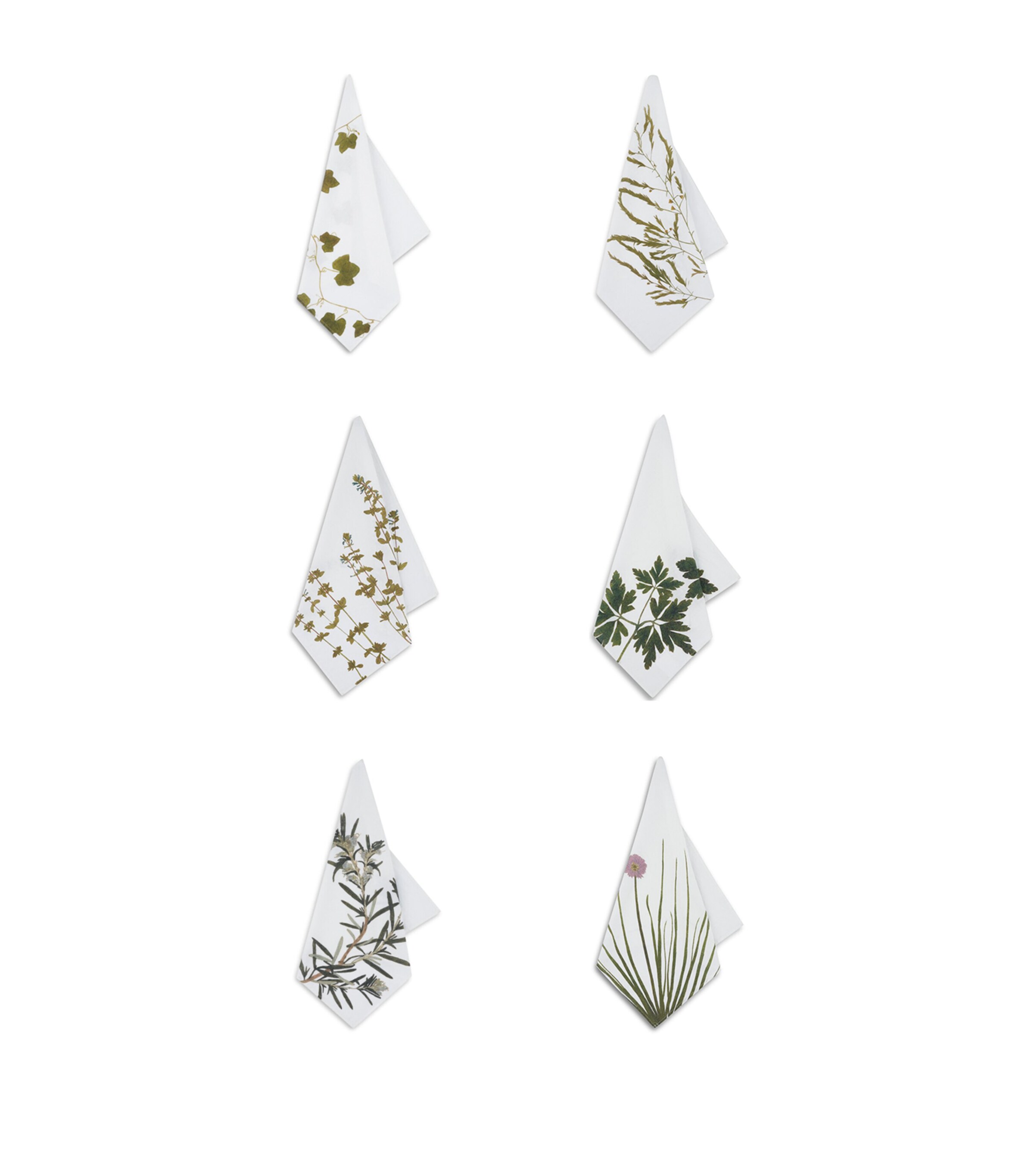 Set of 6 Linen Gastronomic Herb Garden Napkins (50cm x 50cm) GREEN Image 3