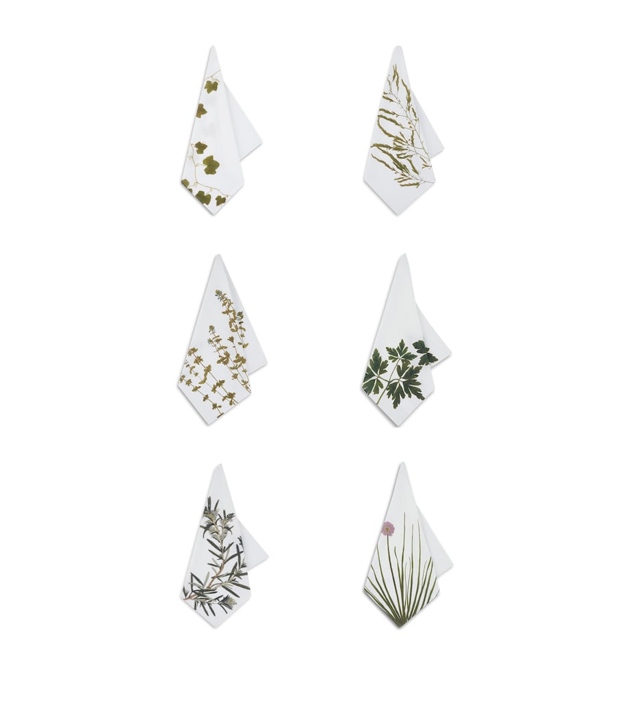 Set of 6 Linen Gastronomic Herb Garden Napkins (50cm x 50cm) GREEN Image 3