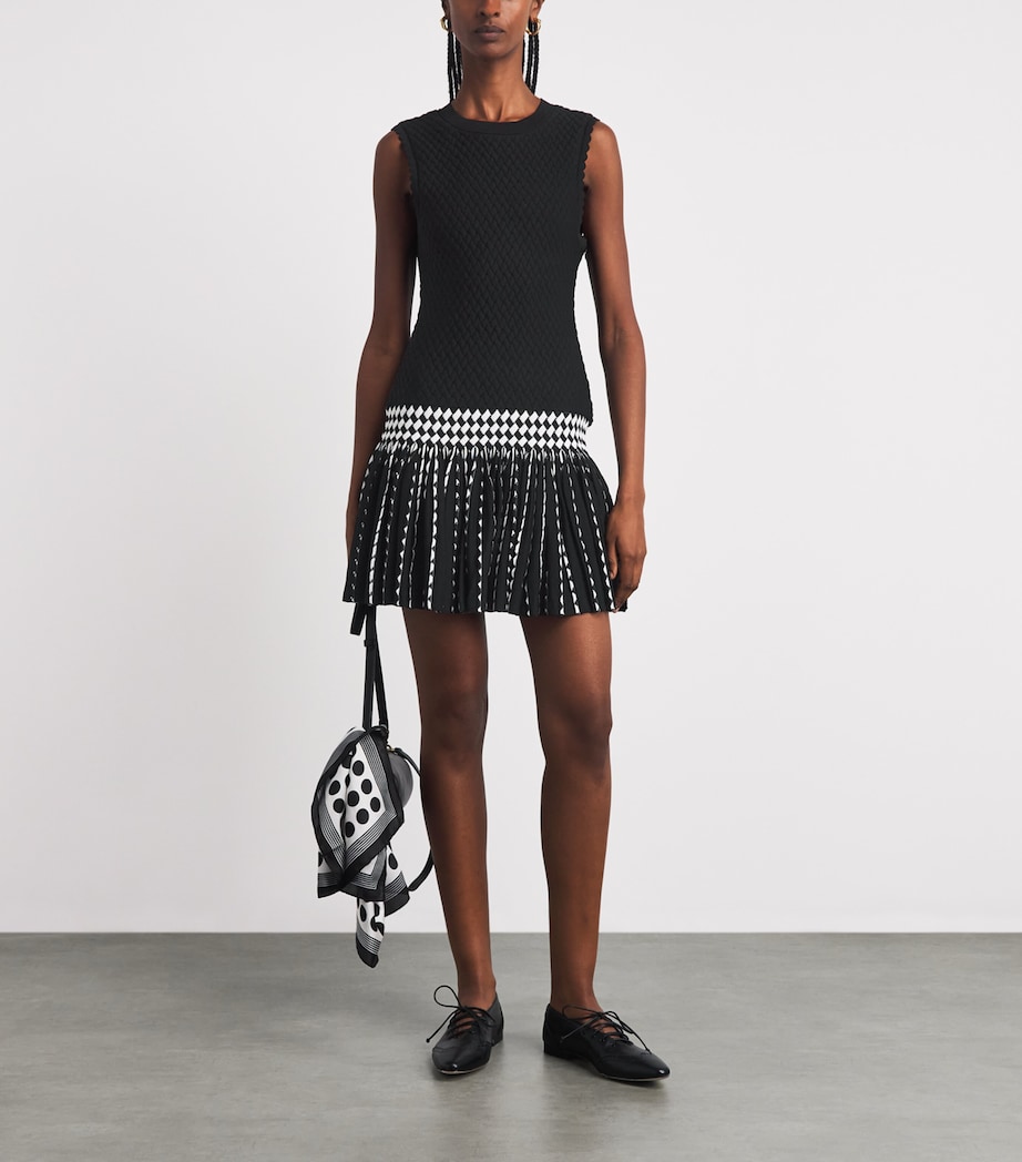 Sandro Paris Womens Check-Detail Mini Dress Black / Ecru Image 2
