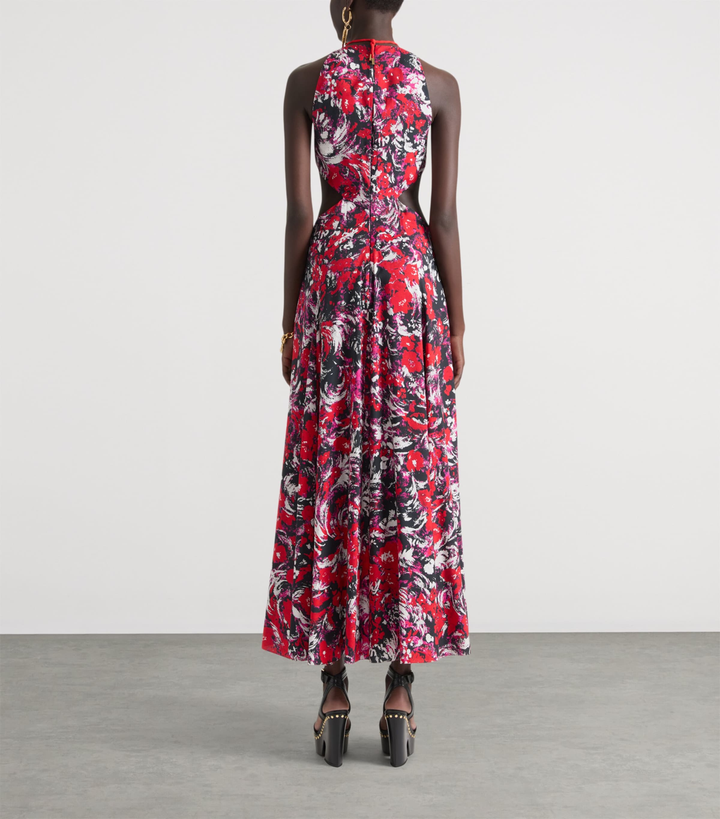 Patterned Cut-Out Maxi Dress FUCHSIA Image 3