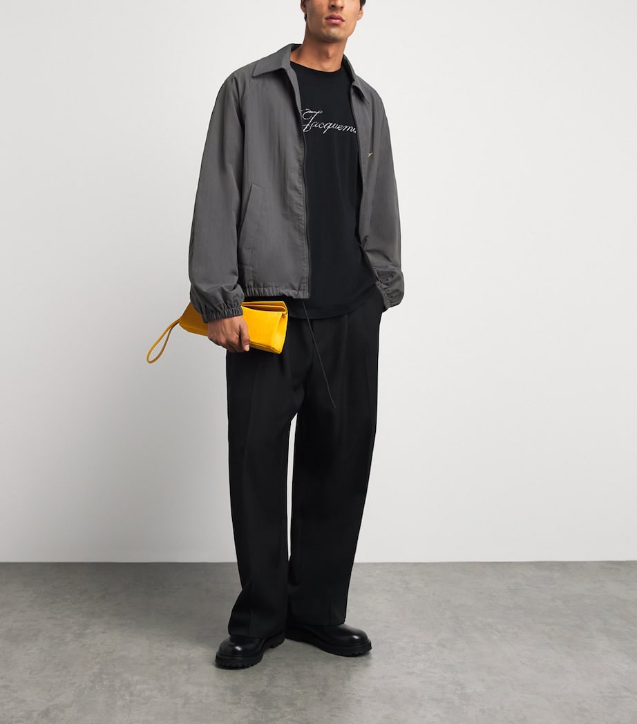 Jacquemus Mens Embroidered Initial Windbreaker Jacket Dark Grey Image 2