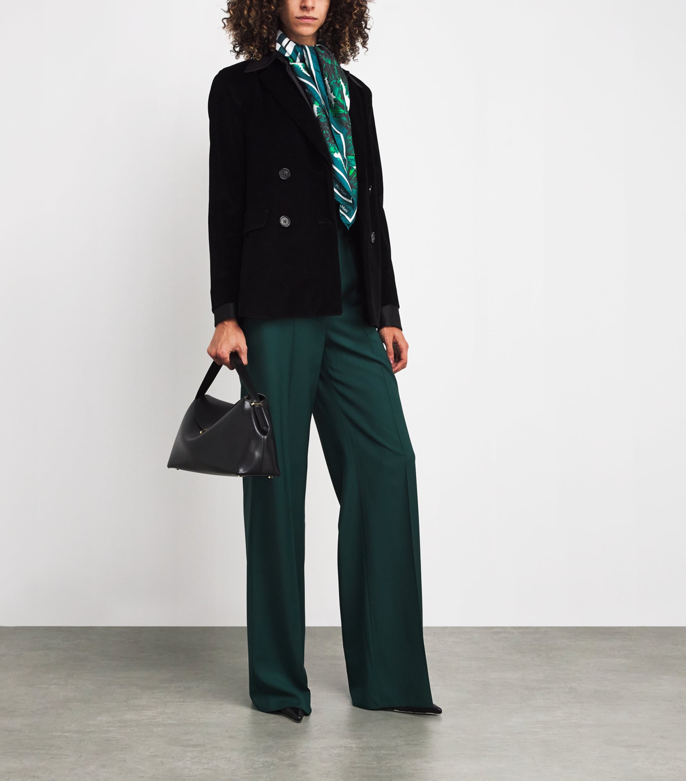 Silk Floral Print Square Scarf EMERALD Image 4