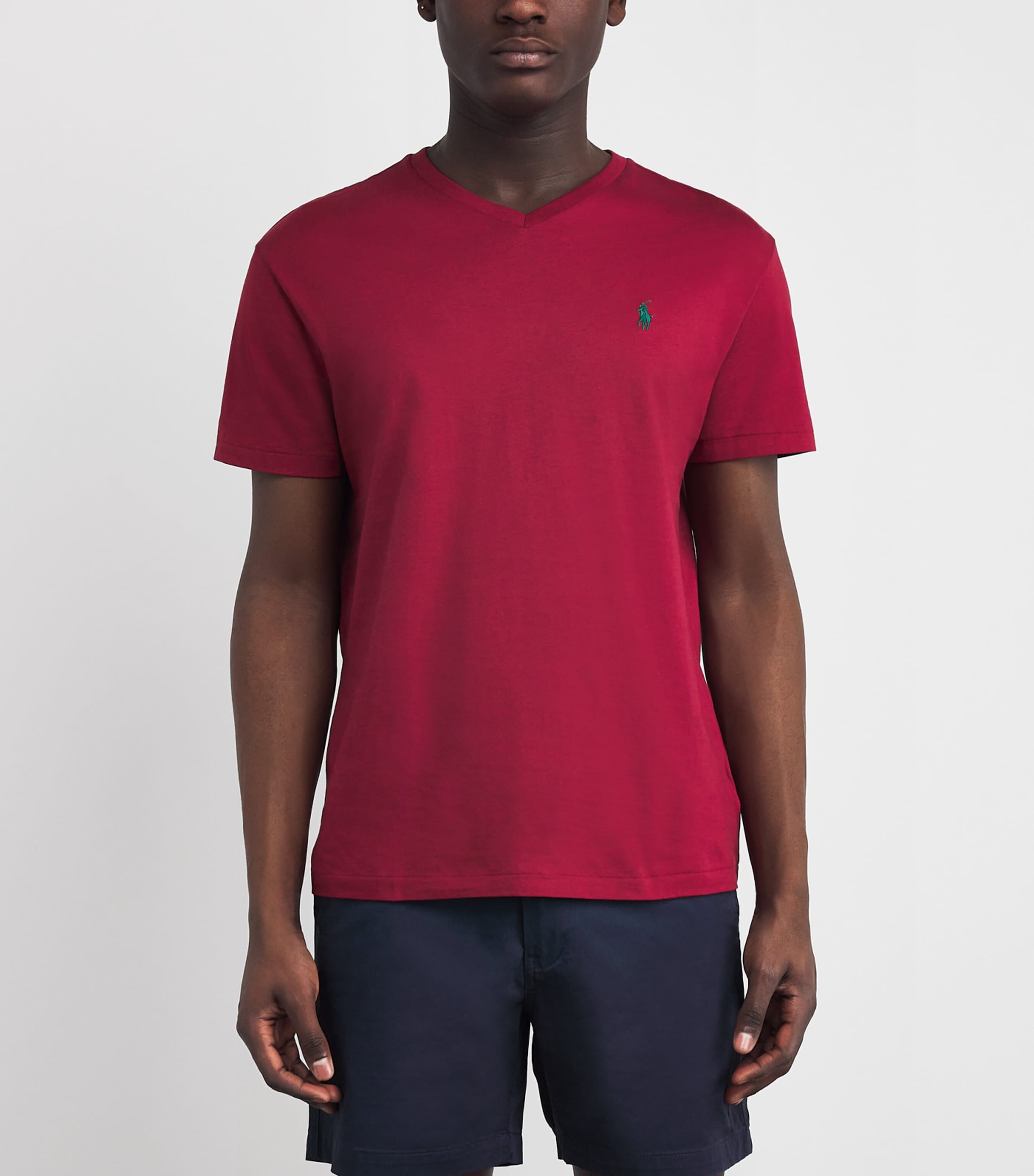 Cotton Logo V-Neck T-Shirt HERITAGE RED/C5213 Image 3