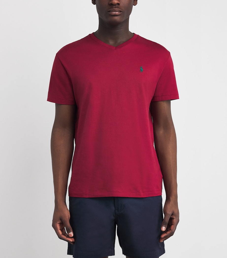 Cotton Logo V-Neck T-Shirt HERITAGE RED/C5213 Image 3