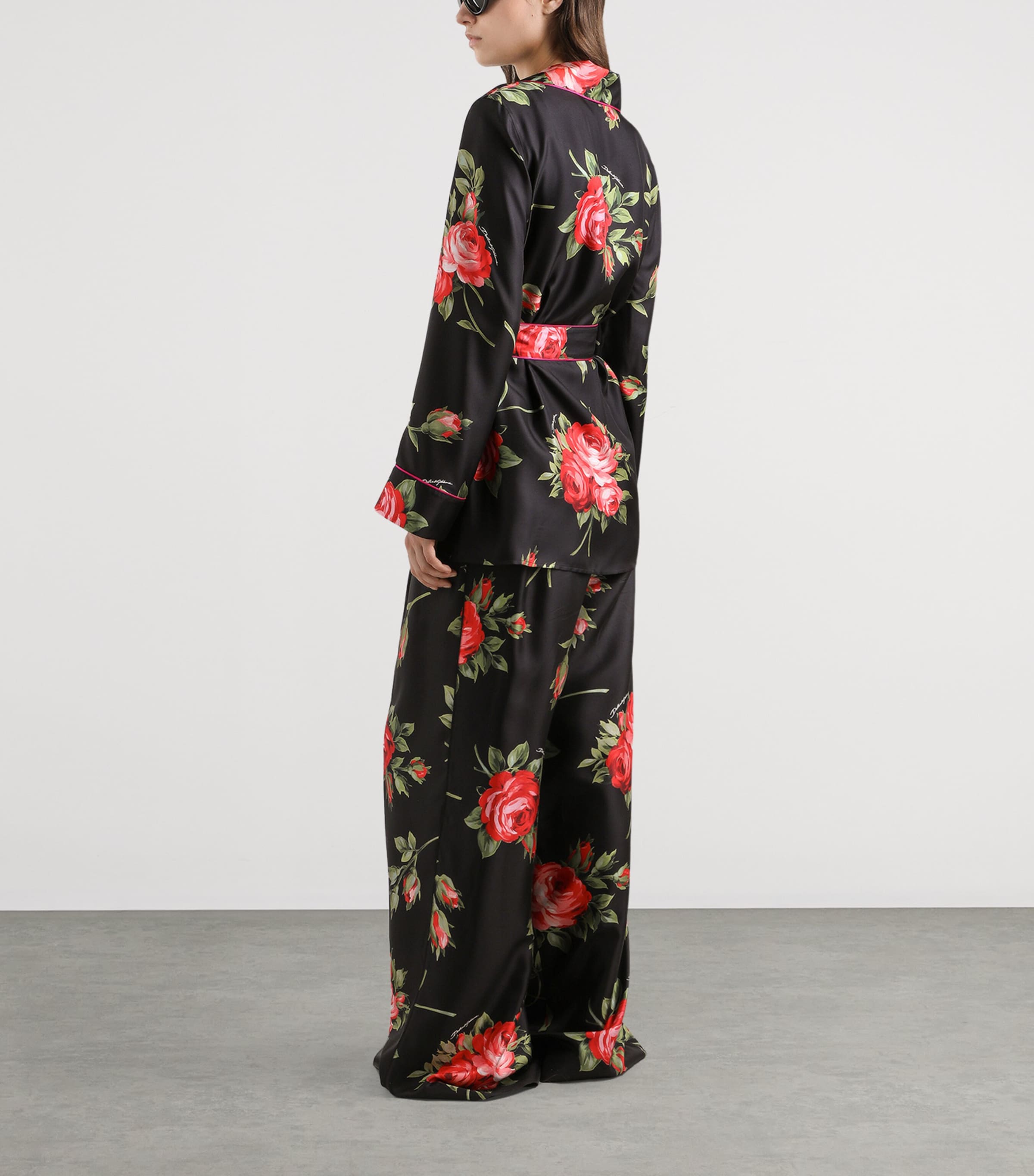 Silk Rose Print Trousers HN5ZN-BOUQ Image 4