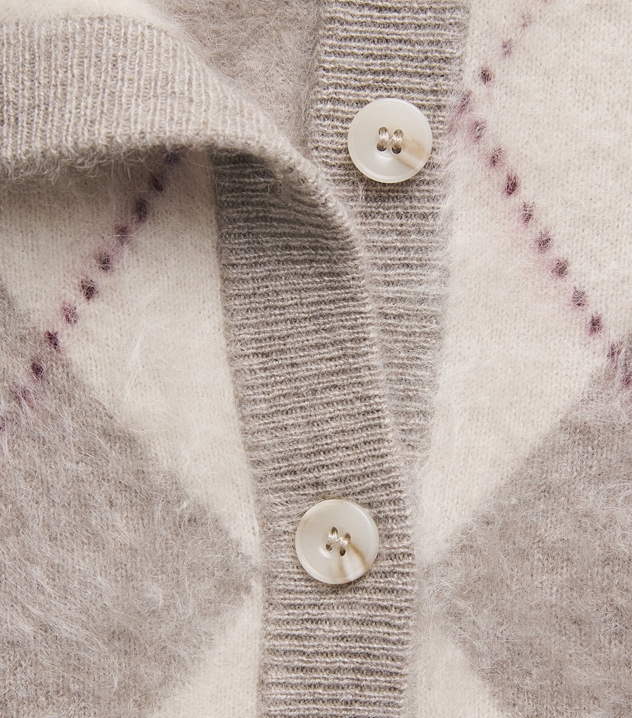 Soft Goat Womens Cashmere Argyle Cardigan Greige Image 6