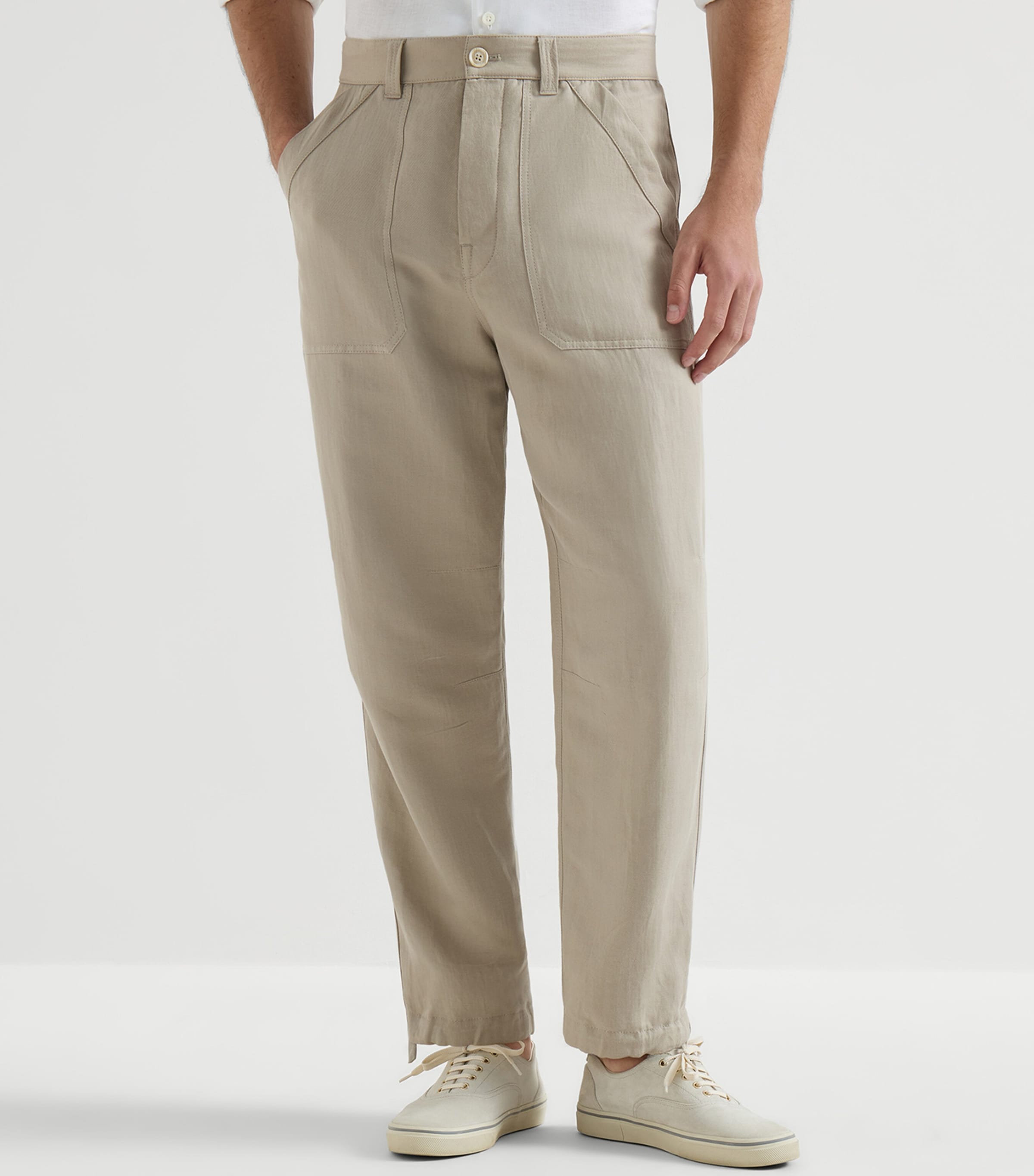 Brunello Cucinelli Mens Linen-Cotton Drill Trousers Image 3