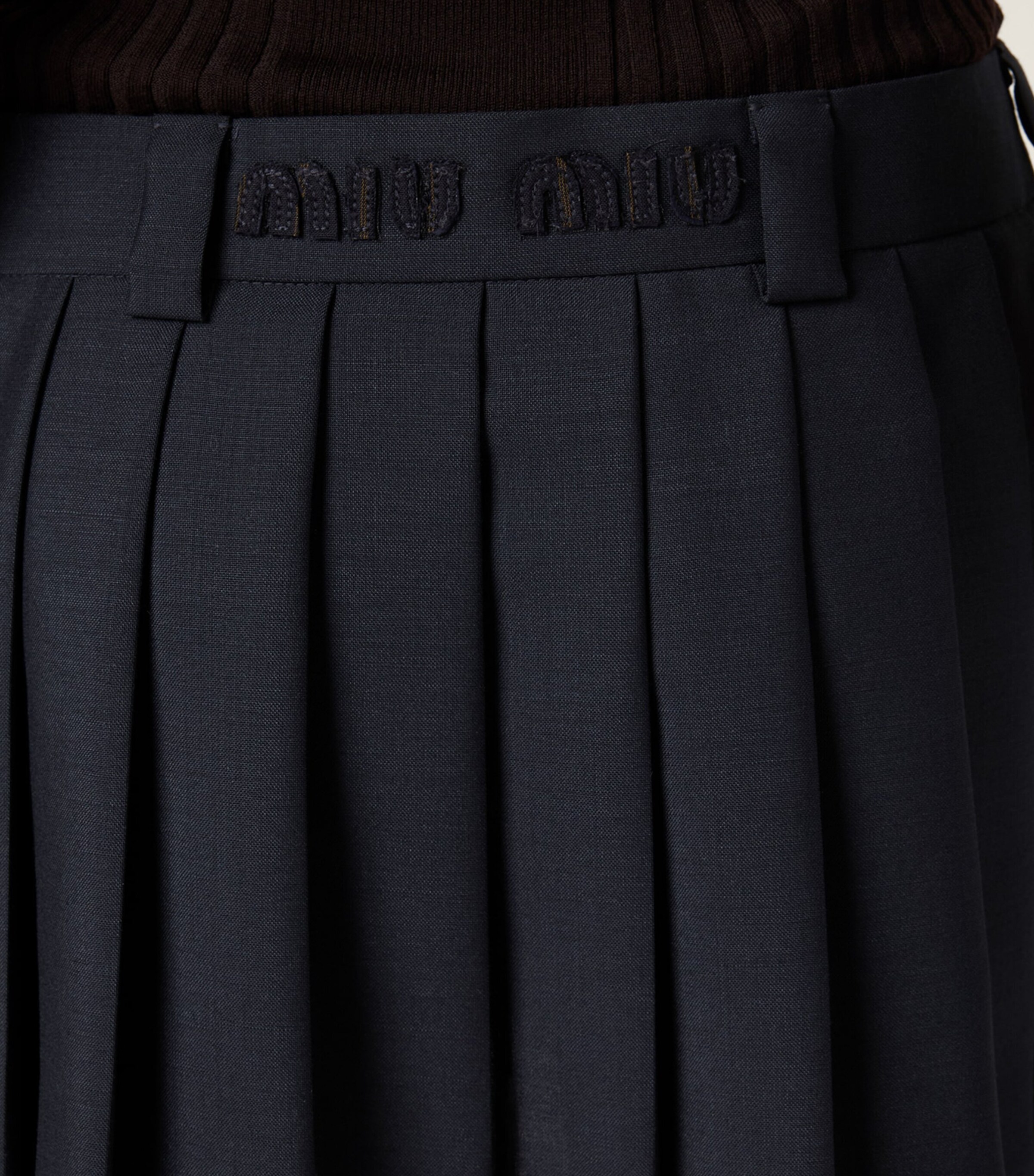 Miu Miu Womens Kid Mohair Pleated Mini Skirt Image 5