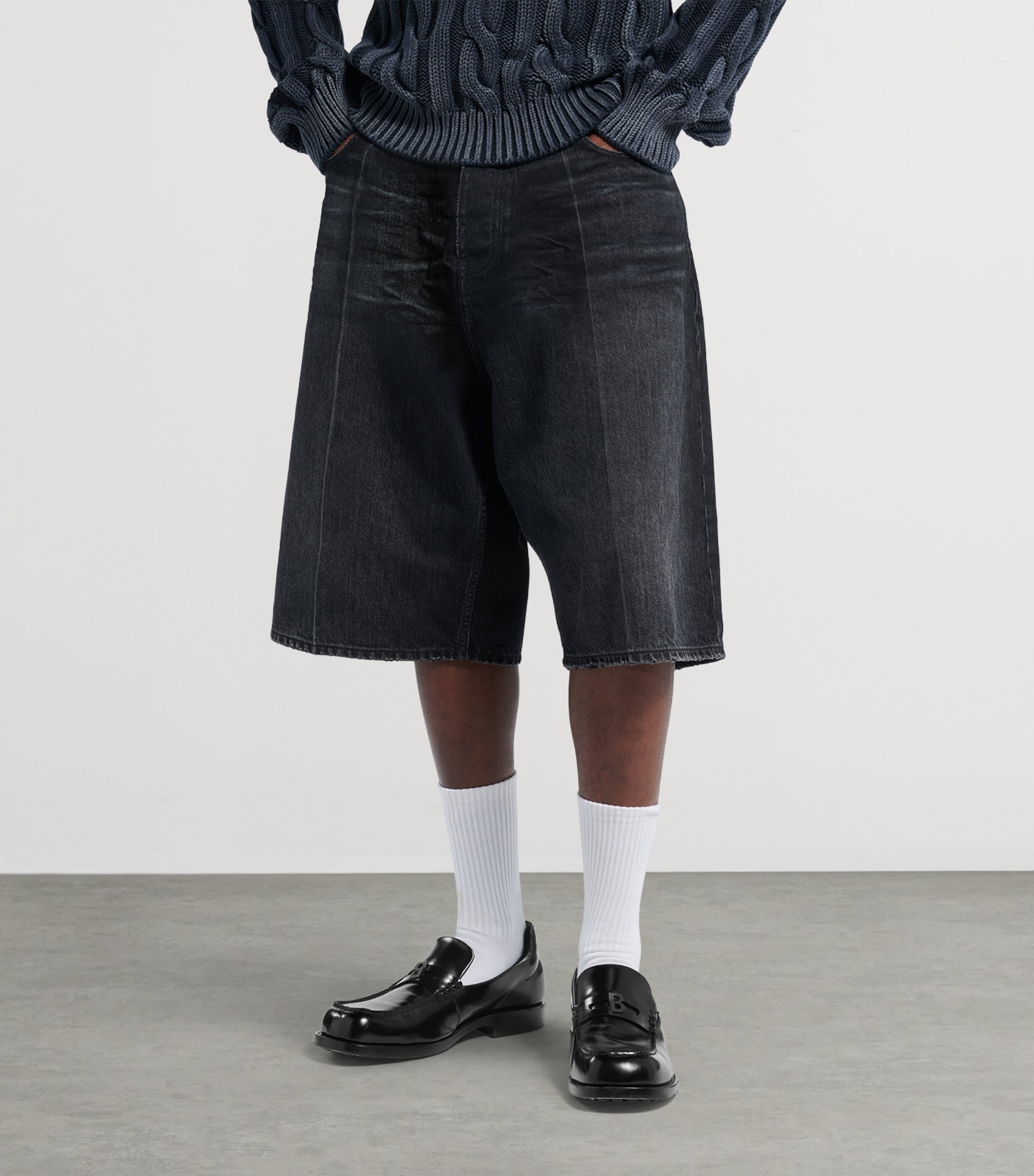 Balenciaga Mens Stay Press Denim Shorts Image 4