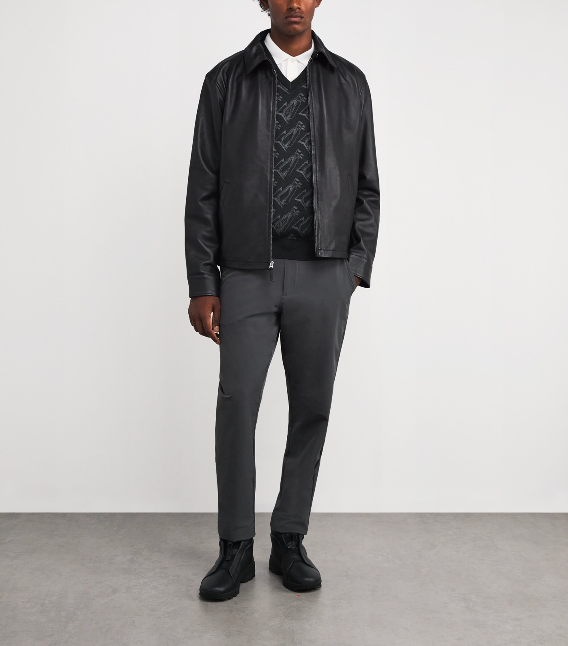 Jacquard V-Neck Sweater Vest GREY MULTI Image 2