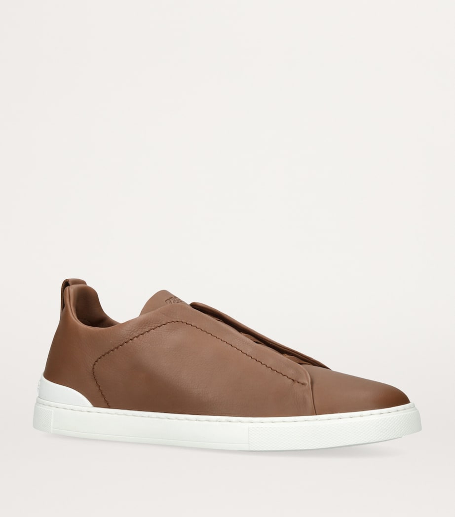 Leather Triple Stitch SECONDSKIN Sneakers CAMEL/COMB Image 3