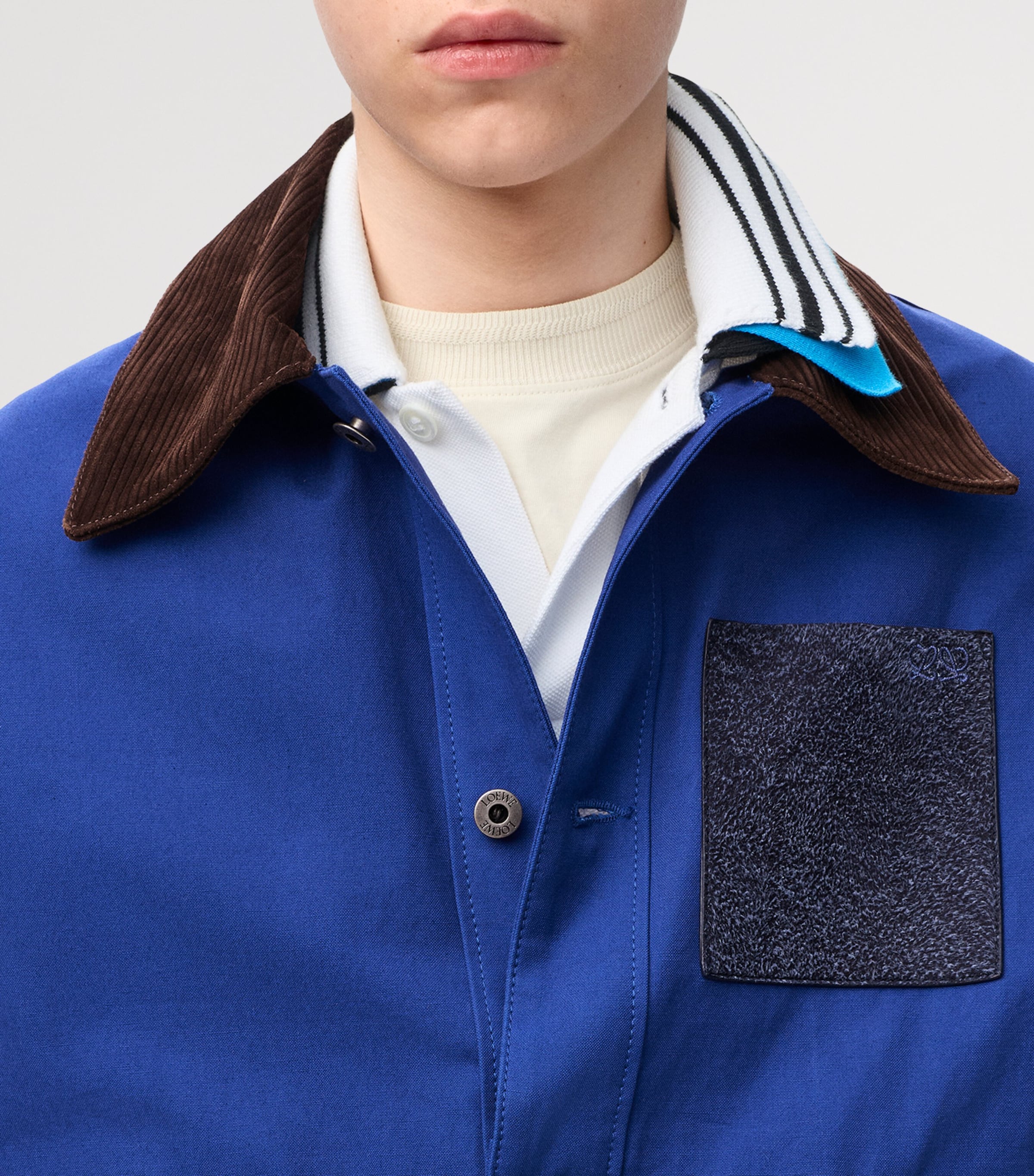 LOEWE Mens Cotton Workwear Jacket Blue Image 5