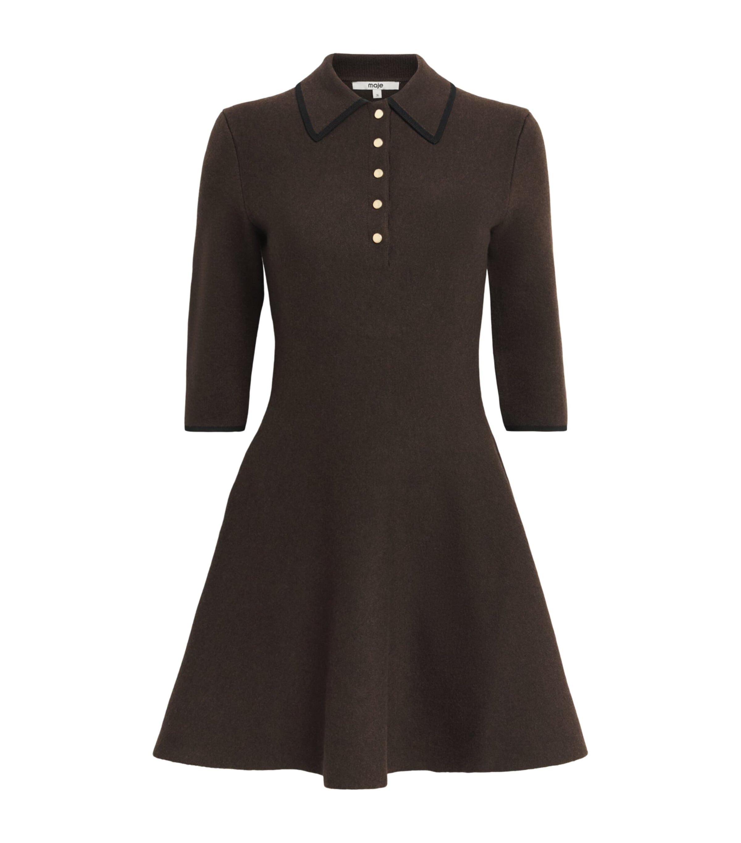 Maje Womens Knit Mini Dress Dark Brown Image 1
