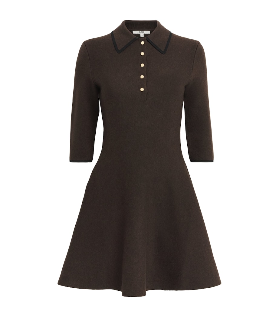 Maje Womens Knit Mini Dress Dark Brown Image 1