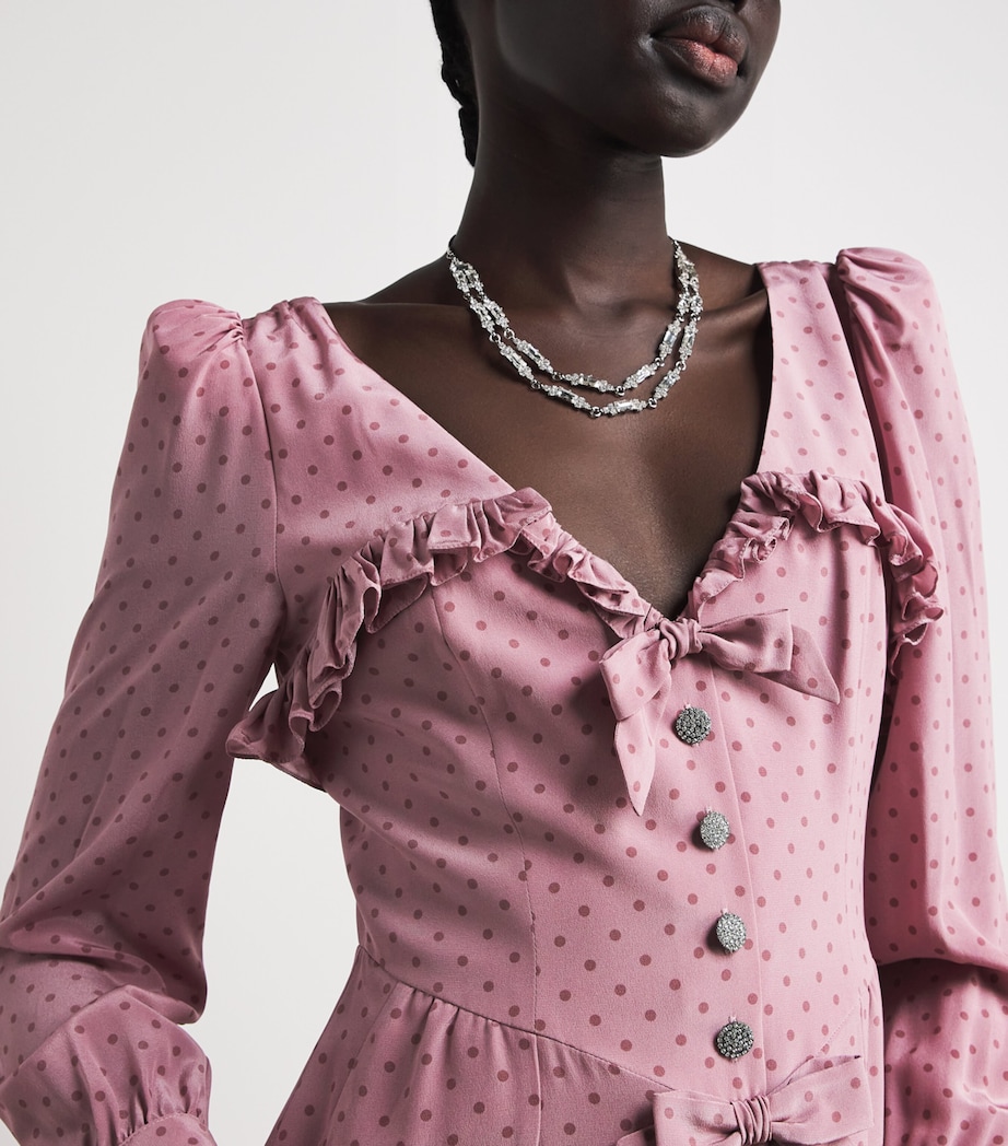 alessandra rich pink polka dot dress Alessandra Rich Polka-dot silk minidress Alessandra Rich