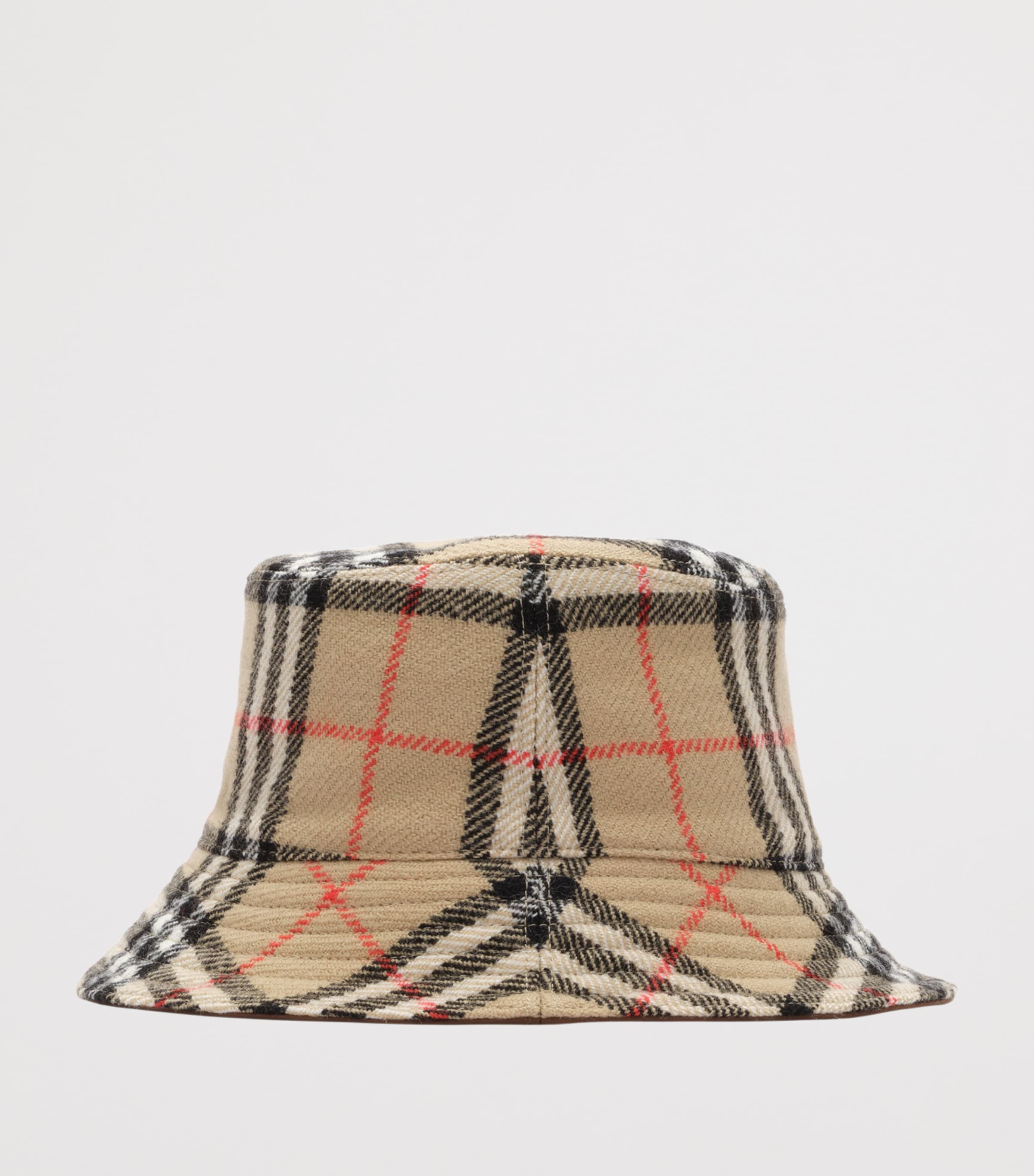 Burberry Wool Reversible Check Bucket Hat Archive Beige Ip Chk Image 2