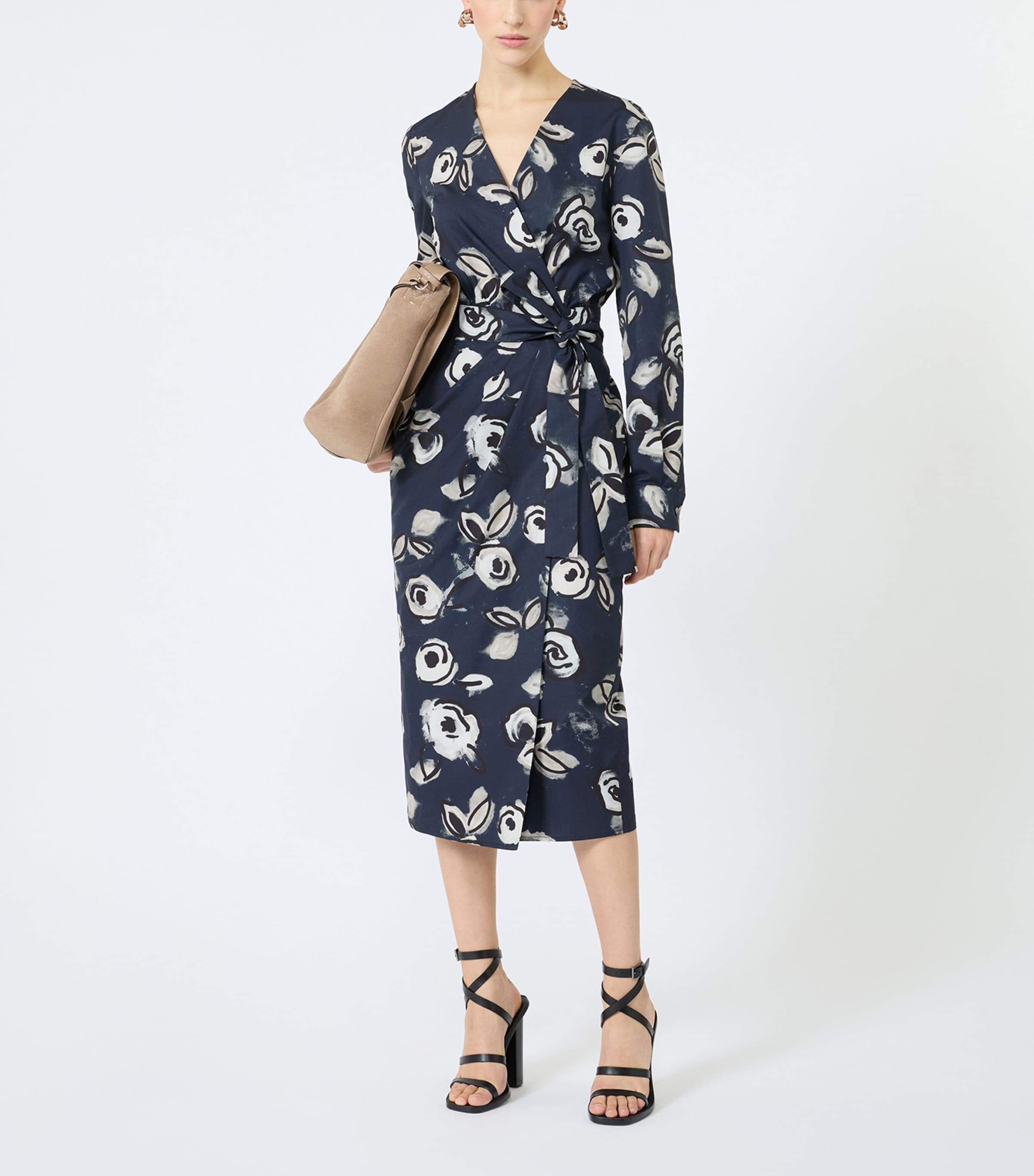 Max Mara Womens Cotton Printed Midi Dress Ultramarine Image 2