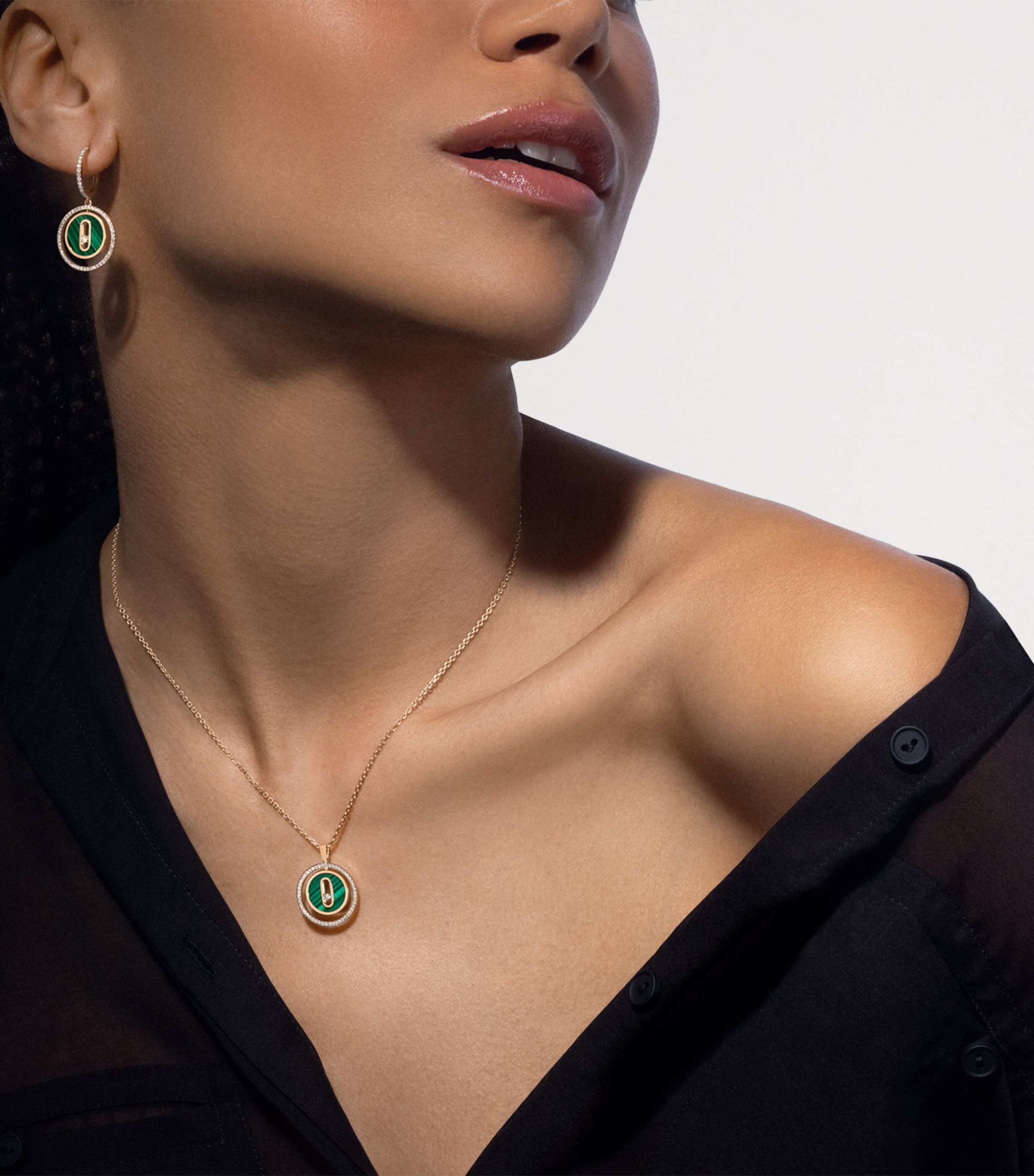 Messika Lucky Move Yellow Gold, Diamond and Malachite Necklace (0.18ct) Yellow Gold Image 2