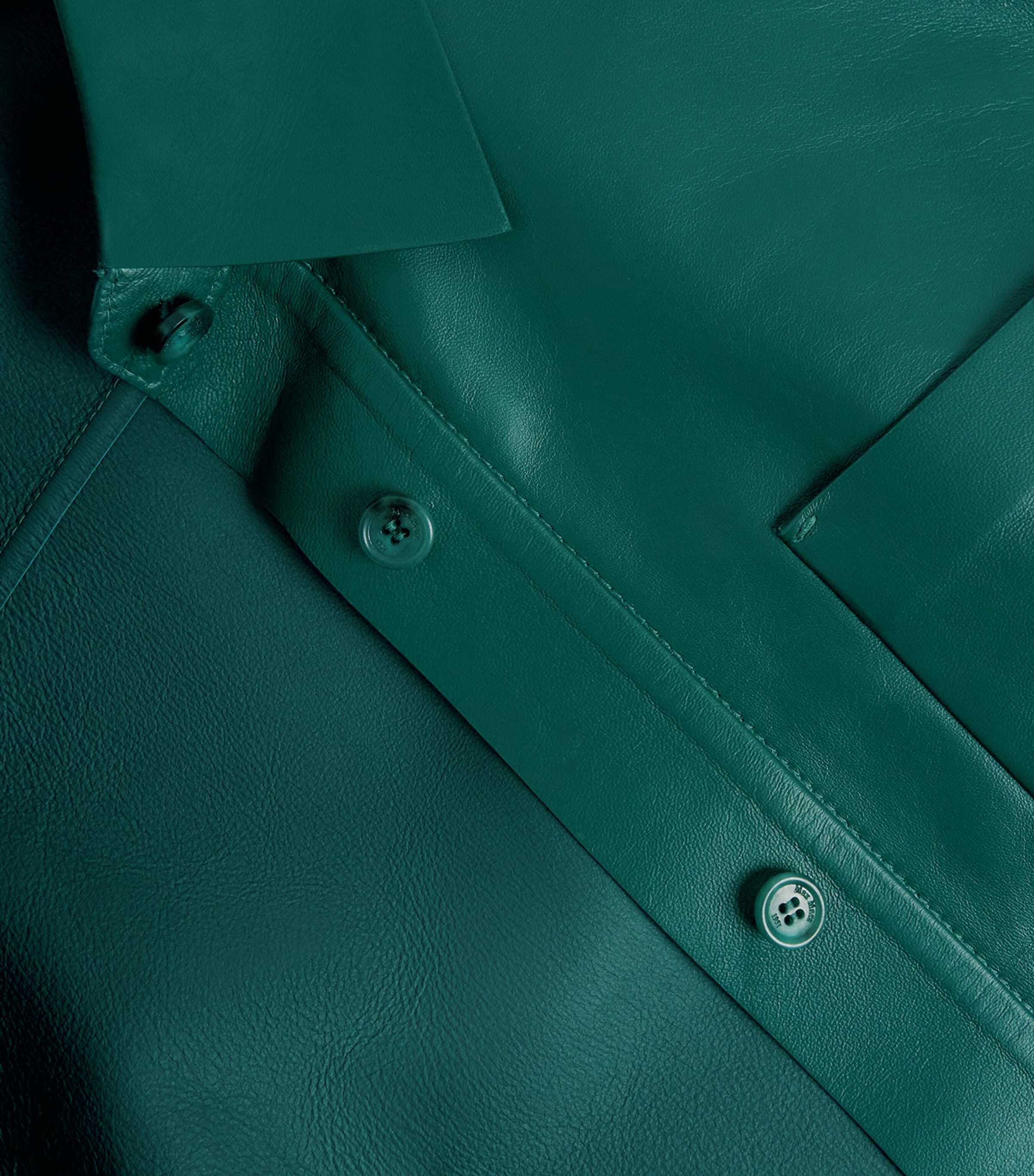 Nappa Leather Short-Sleeve Arcella Shirt DARK GREEN Image 5