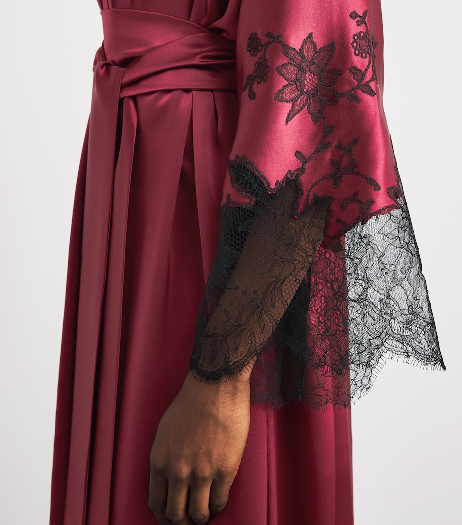 Carine Gilson Womens Silk Long Hanae Robe Rubis Red Image 3