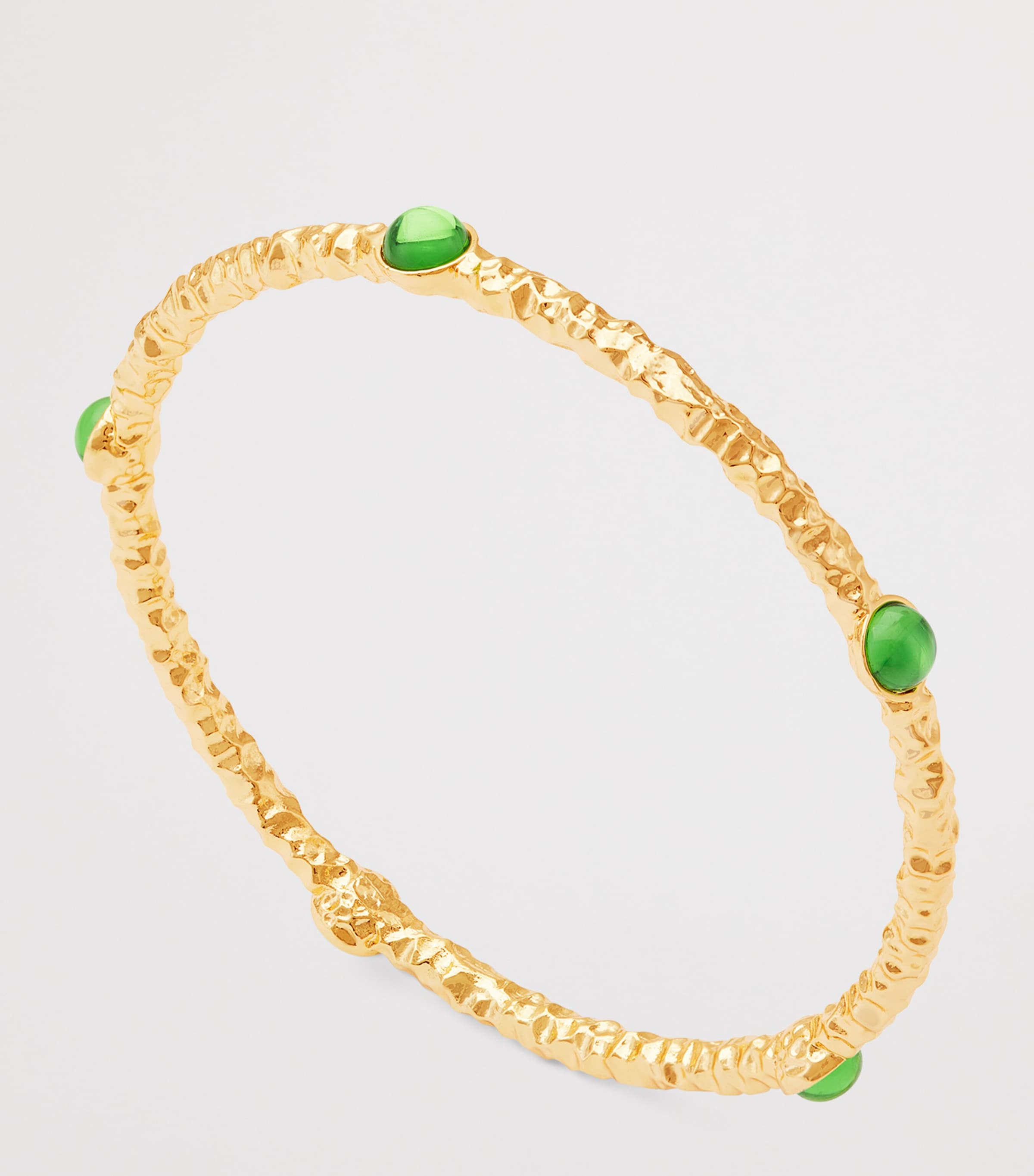 Gold-Plated Cabochon Bangle GREEN Image 2