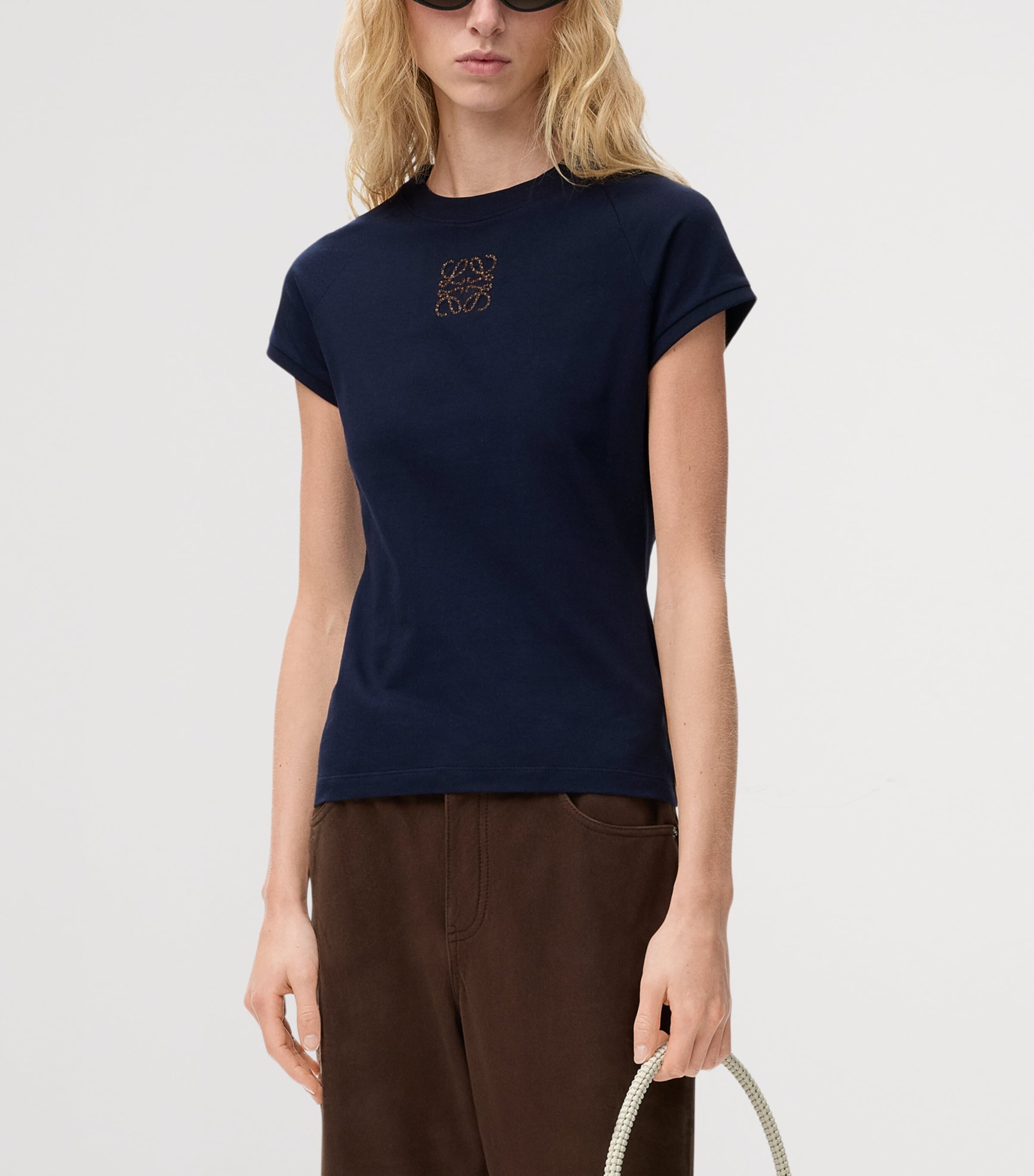 LOEWE Womens x Paula's Ibiza Cotton-Blend T-Shirt Navy Blue Image 3