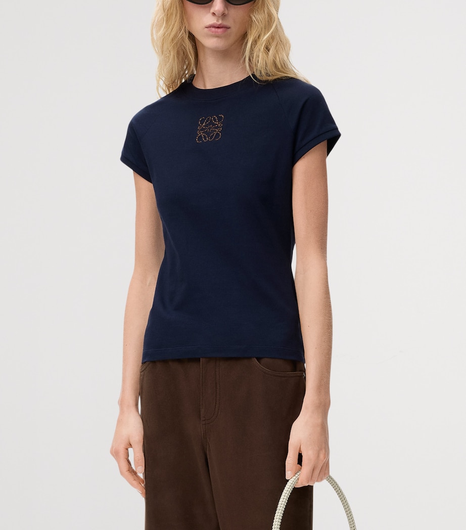 LOEWE Womens x Paula's Ibiza Cotton-Blend T-Shirt Navy Blue Image 3