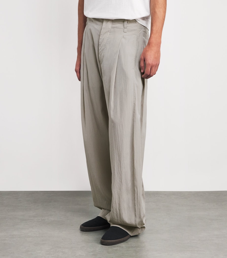 The Row Mens Malaya Silk-Blend Trousers Smoke Grey Image 3