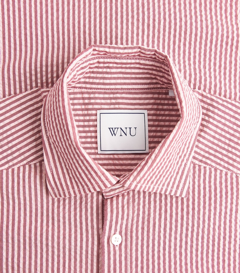 With Nothing Underneath Womens Seersucker Striped The Weekend Shirt Pink Berry Stripe Image 6