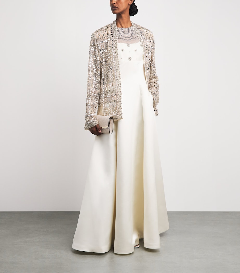 Zuhair Murad Womens Embroidered Sequinned Jacket Birch Image 2