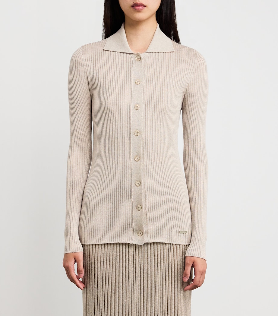 Wool-Blend Shimmer Cardigan BEIGE/BEIGE Image 3