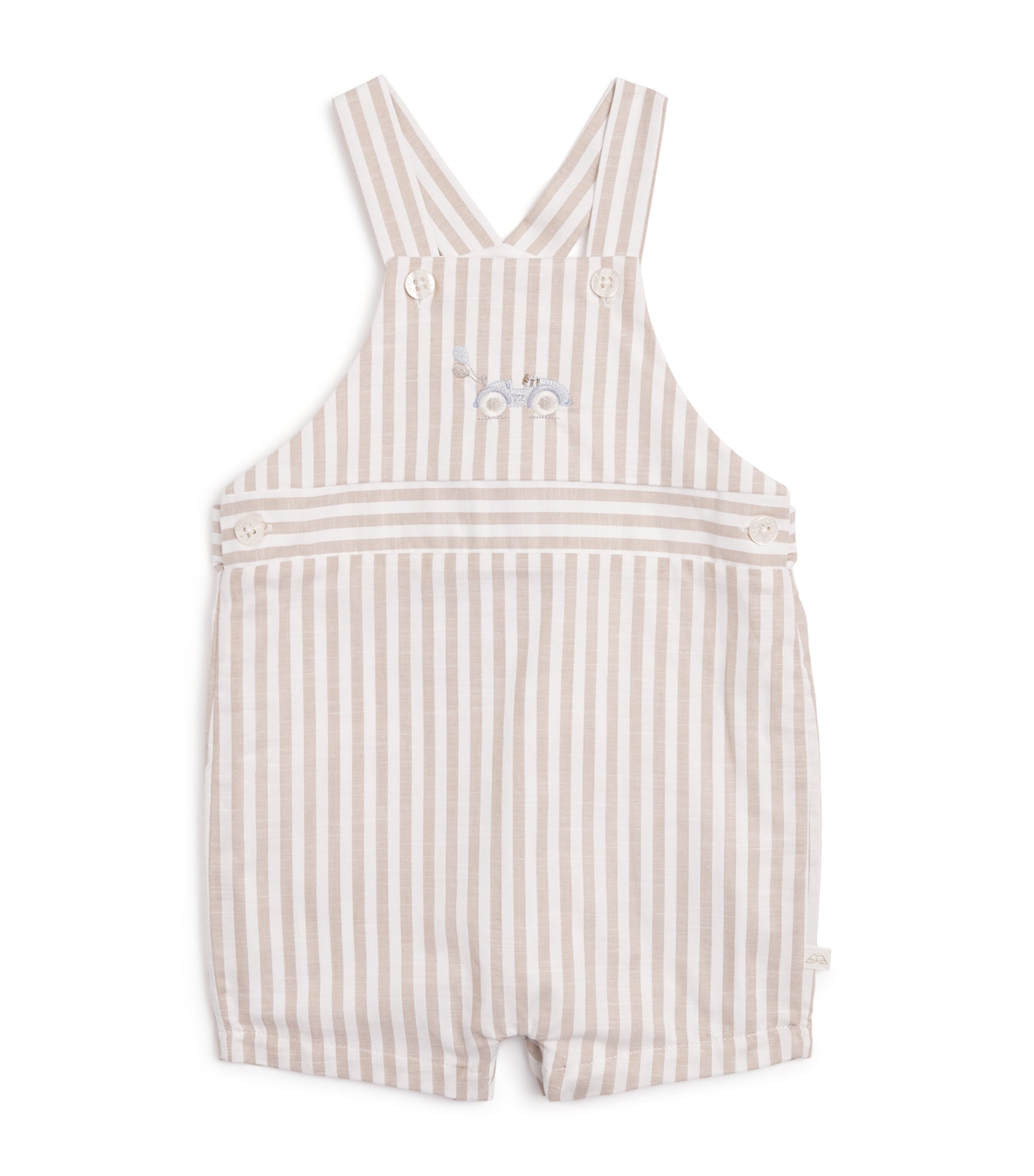 Marie-Chantal Cotton Alfie Race Car Dungarees (3-24 Months) Ivory/sepia Image 1