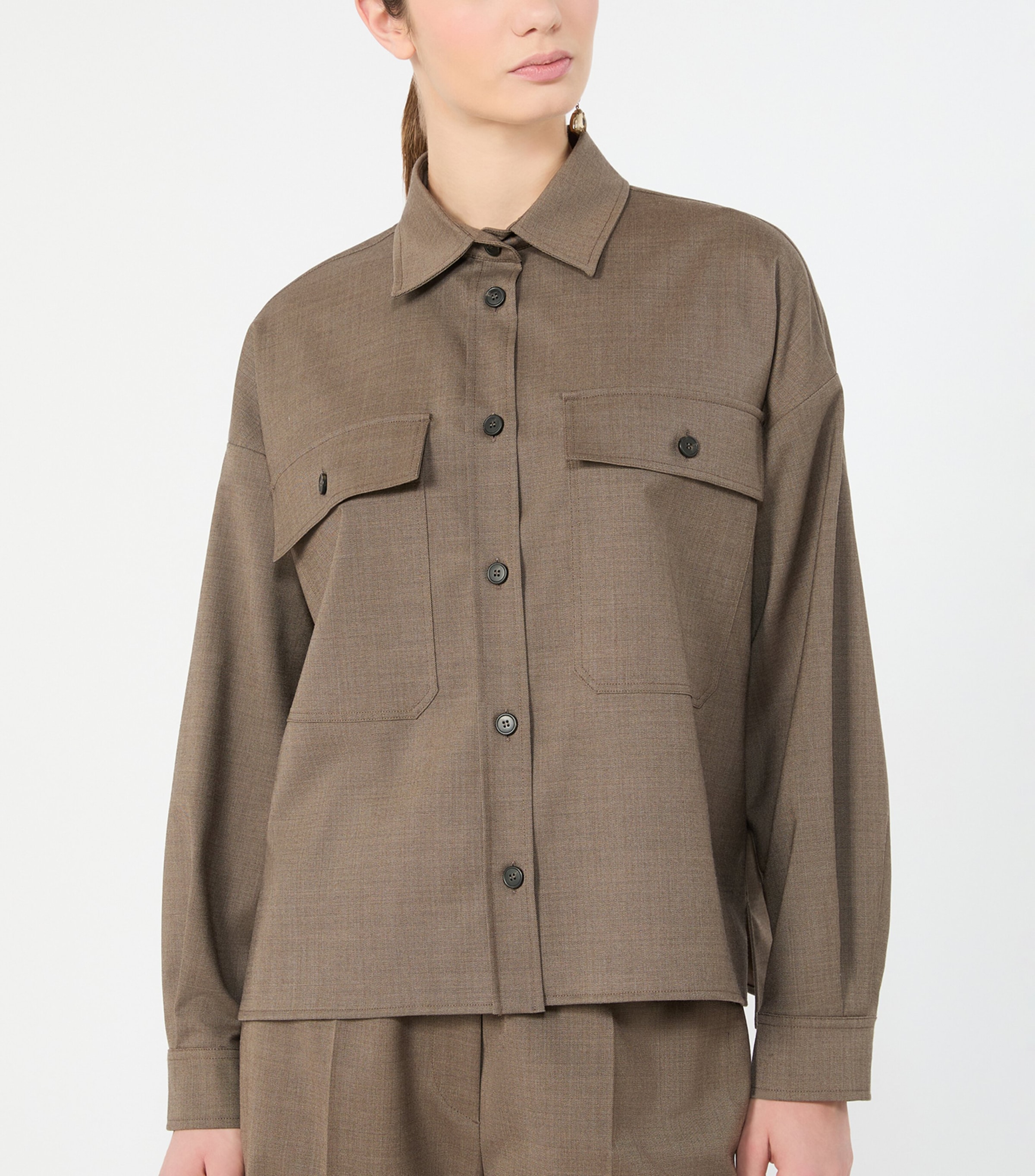 Weekend Max Mara Womens Wool-Blend Shirt Jacket Marron Glace' Image 5