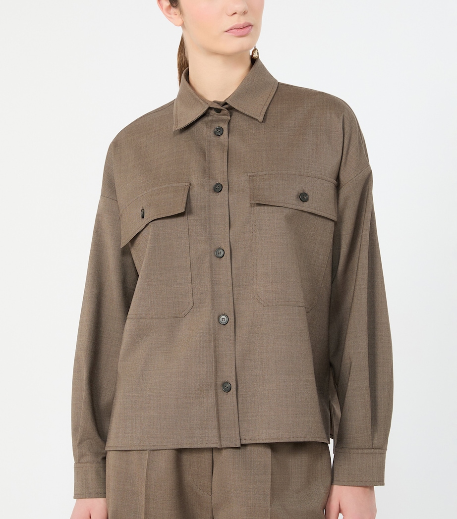 Weekend Max Mara Womens Wool-Blend Shirt Jacket Marron Glace' Image 5