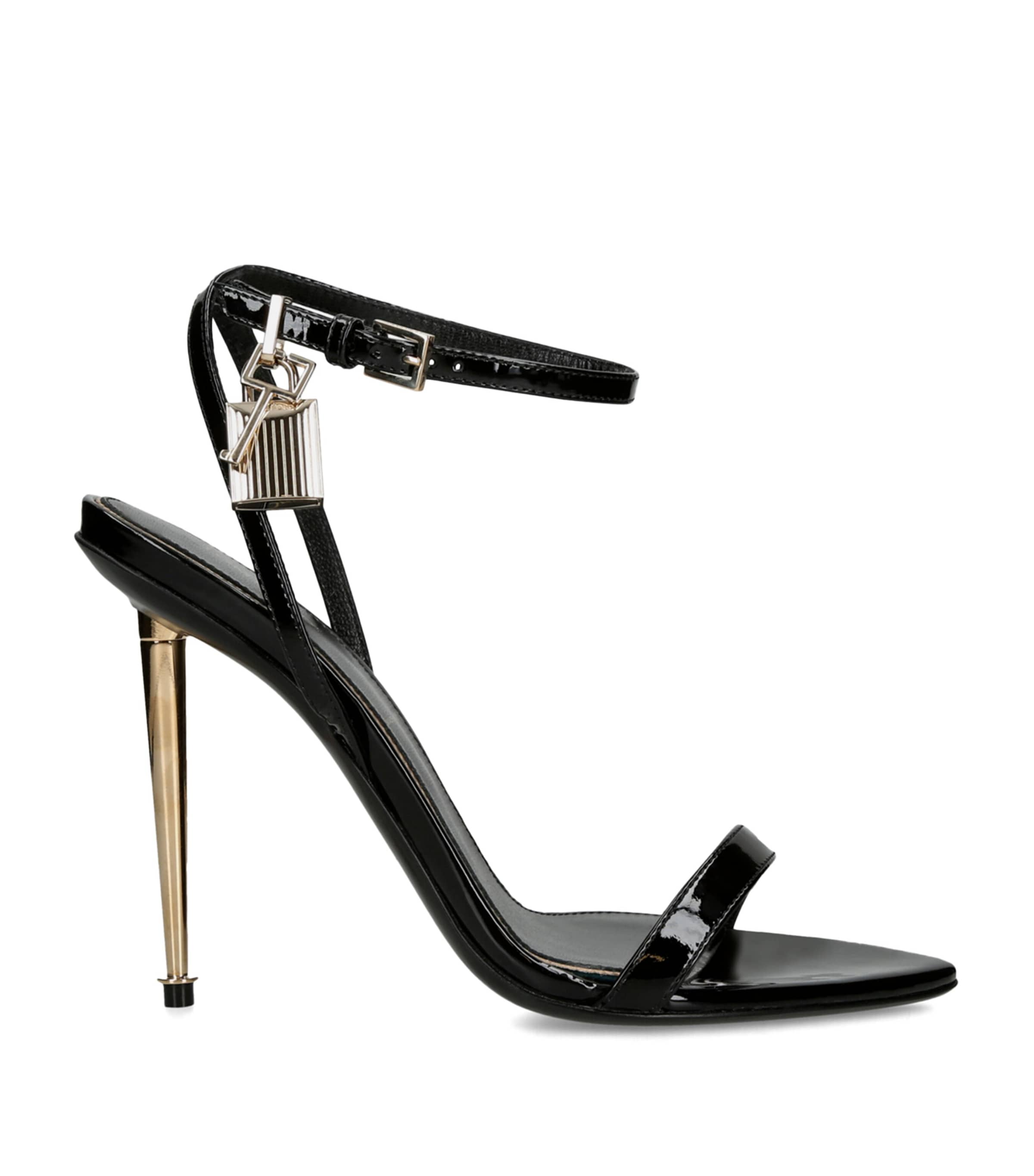 TOM FORD Patent Leather Padlock Sandals 105 Black Image 1