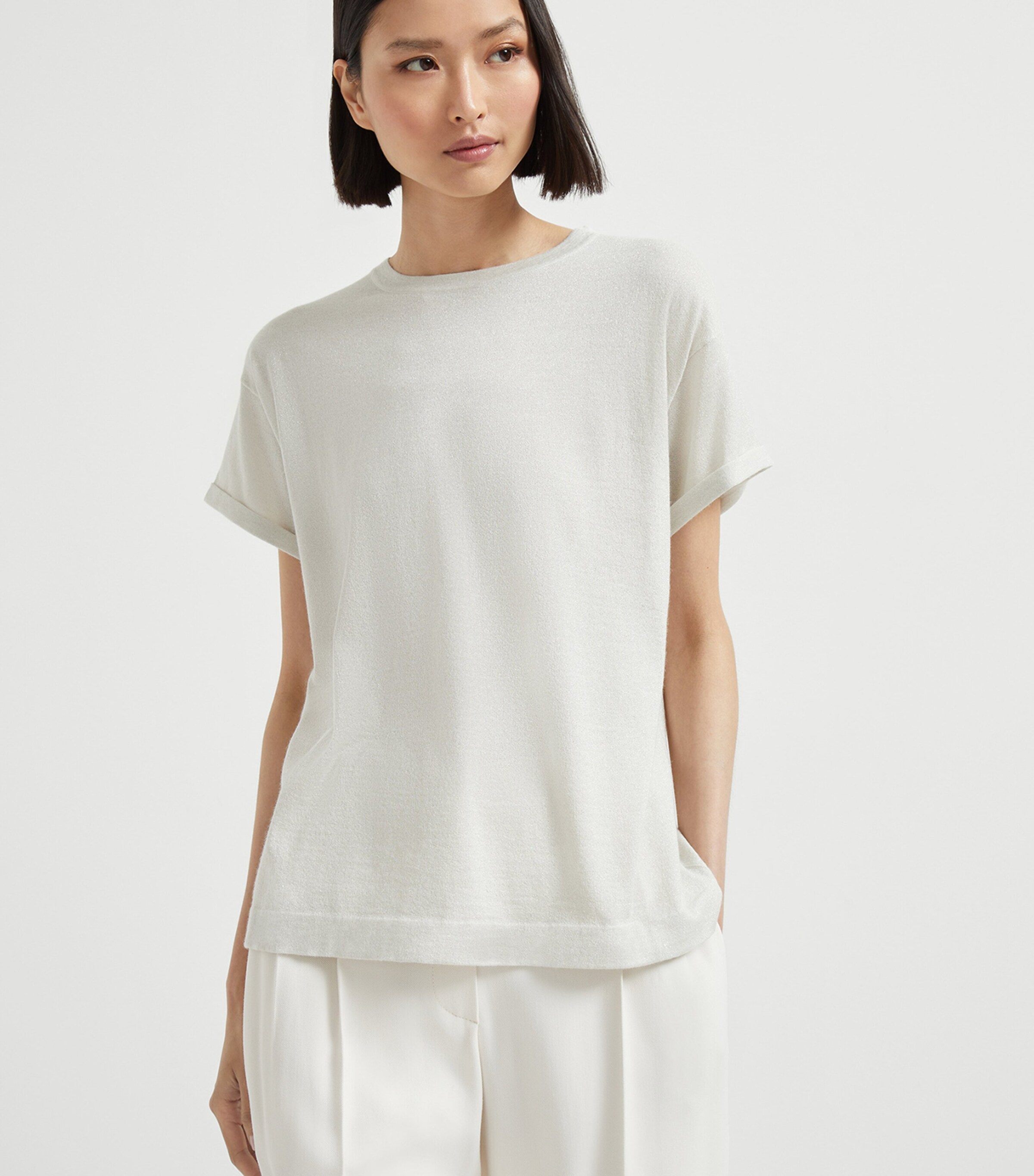 Brunello Cucinelli Womens Cashmere-Silk-Blend T-Shirt Image 2