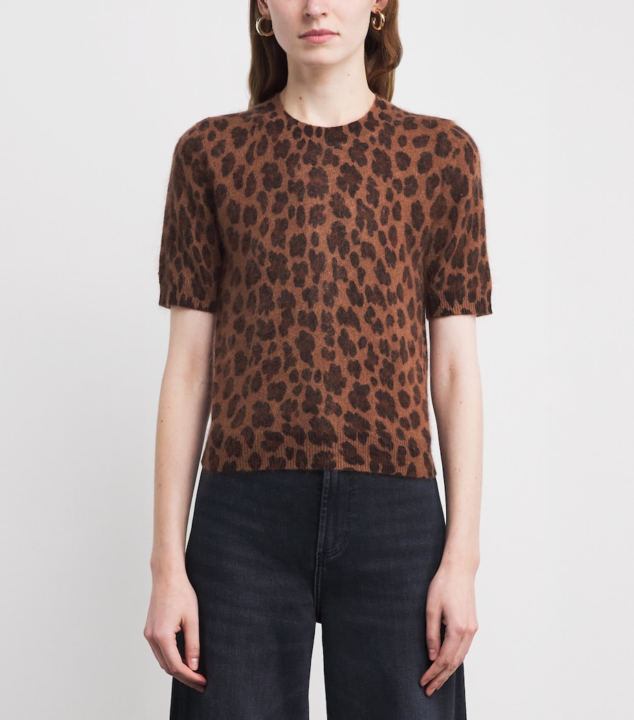 Merino Wool-Cashmere Leopard Print T-Shirt COCOA BROWN MULTI Image 3