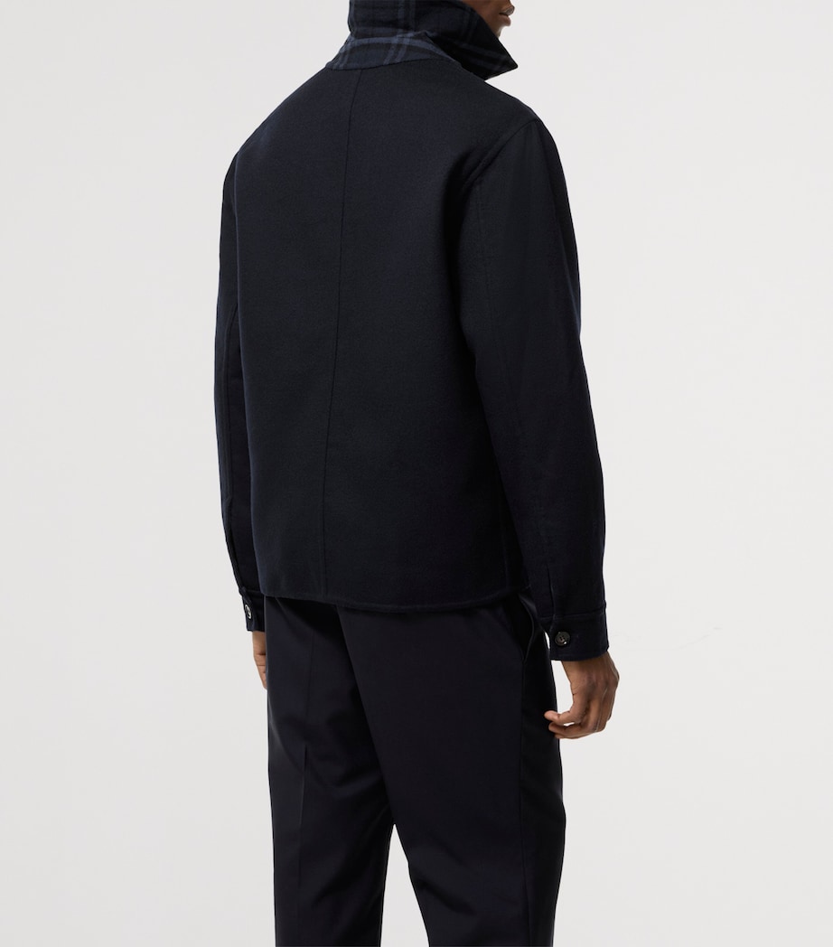 Burberry Mens Wool Shacket Overshirt Navy/navy Check Image 4