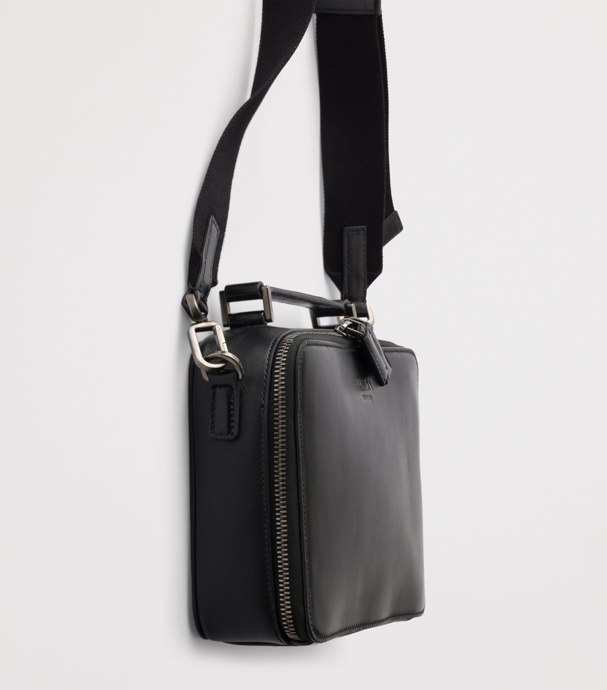 Prada Leather Brique Cross-Body Bag Black Image 7
