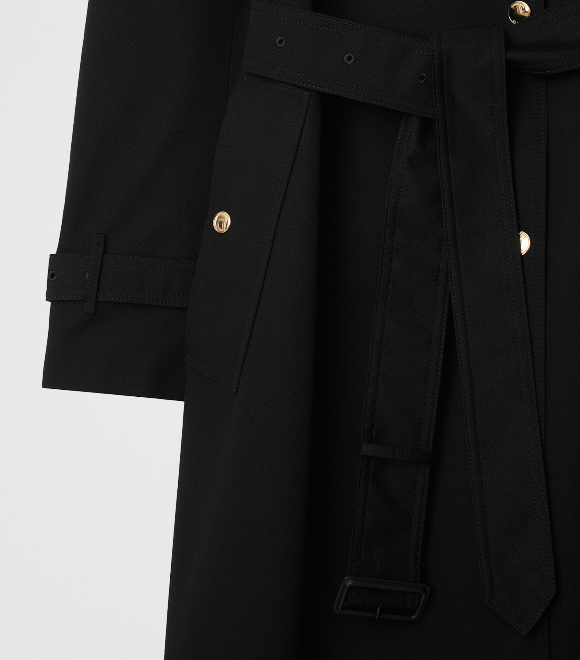Long Check Gabardine Trench Coat BLACK Image 5