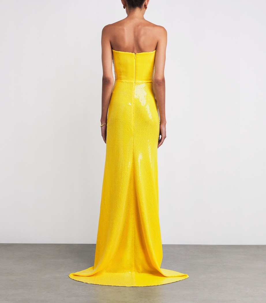 Alex Perry Yellow Sequin Strapless Gown | Harrods US Alex Perry Yellow Sequin Strapless Gown | Harrods US
