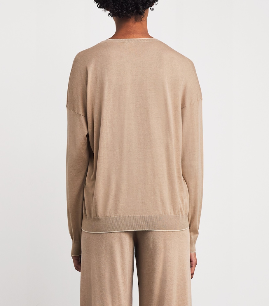 Wool Crew-Neck Long-Sleeve Top CAMMELLO, SABBIA Image 4