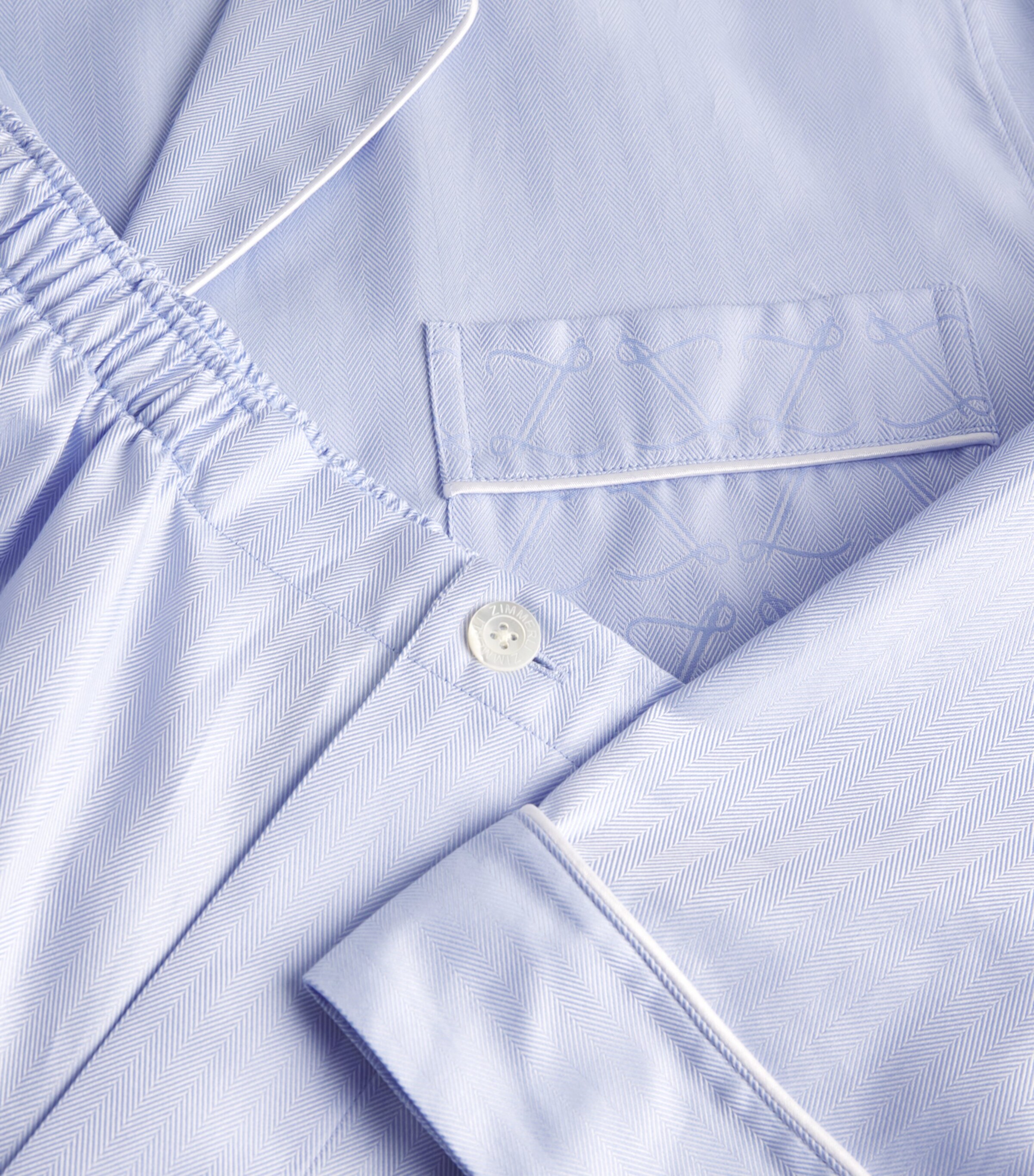 Zimmerli Mens Sea Island Cotton Pyjama Set Blue Image 5