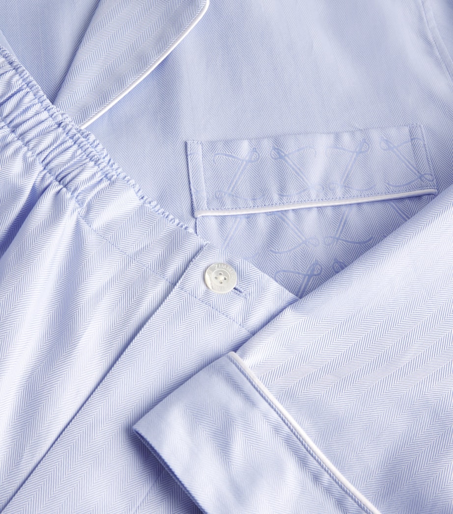 Sea Island Cotton Pyjama Set 526 BLUE Image 5