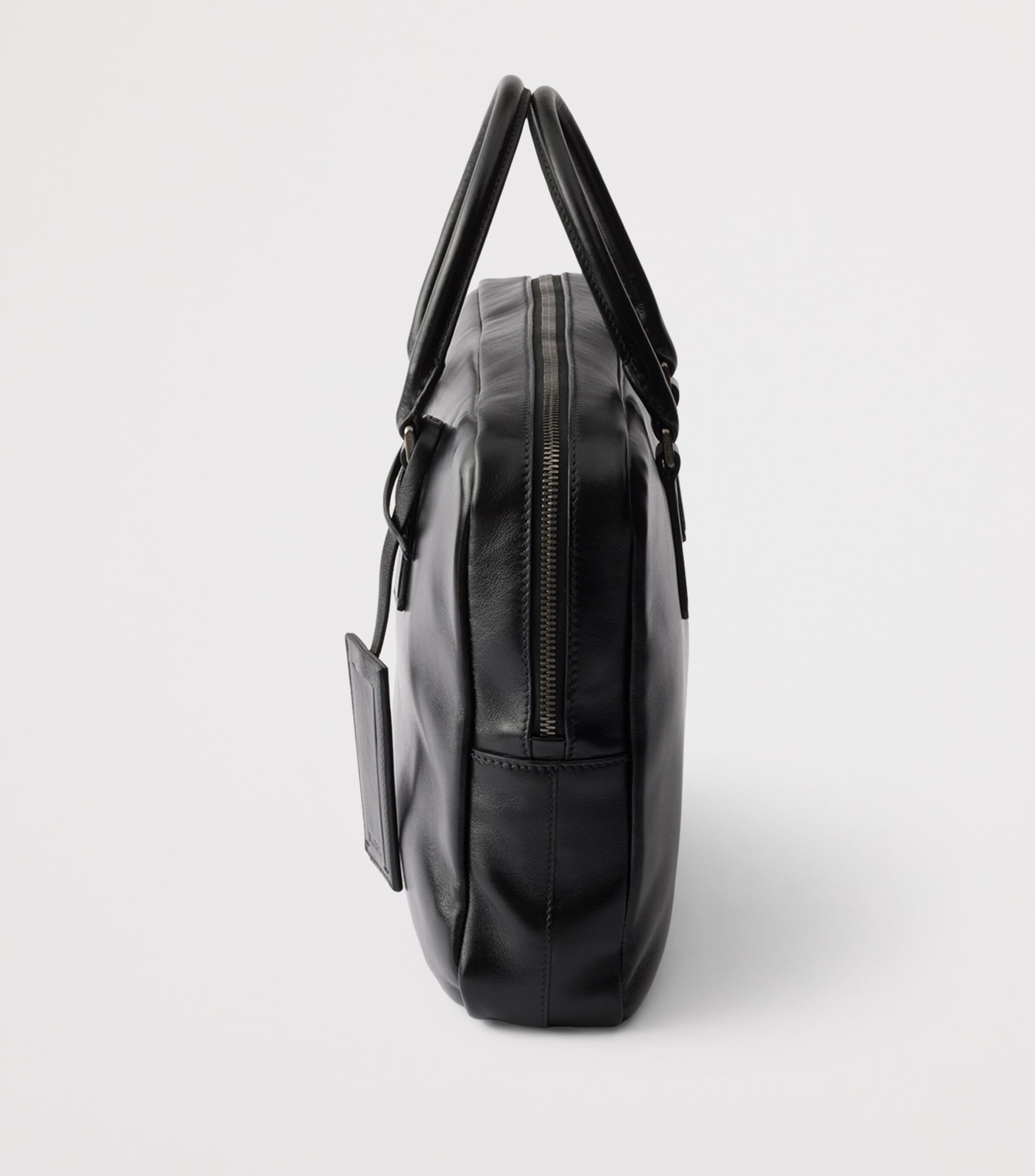 Prada Leather Logo Briefcase Black Image 8