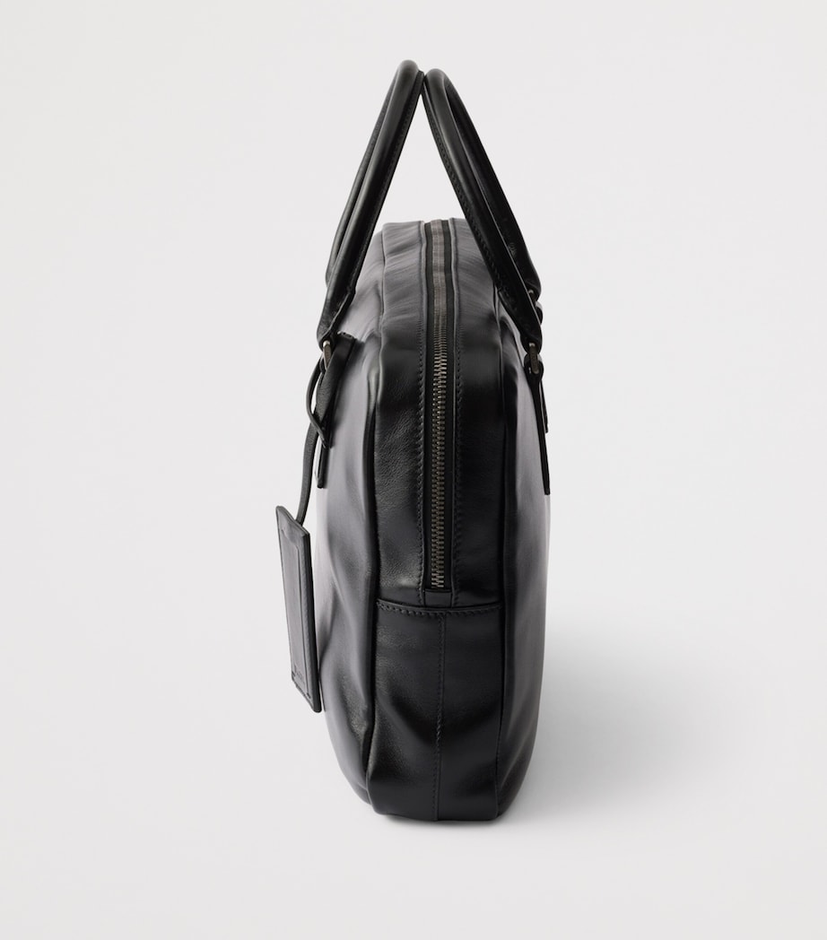 Prada Leather Logo Briefcase Black Image 8