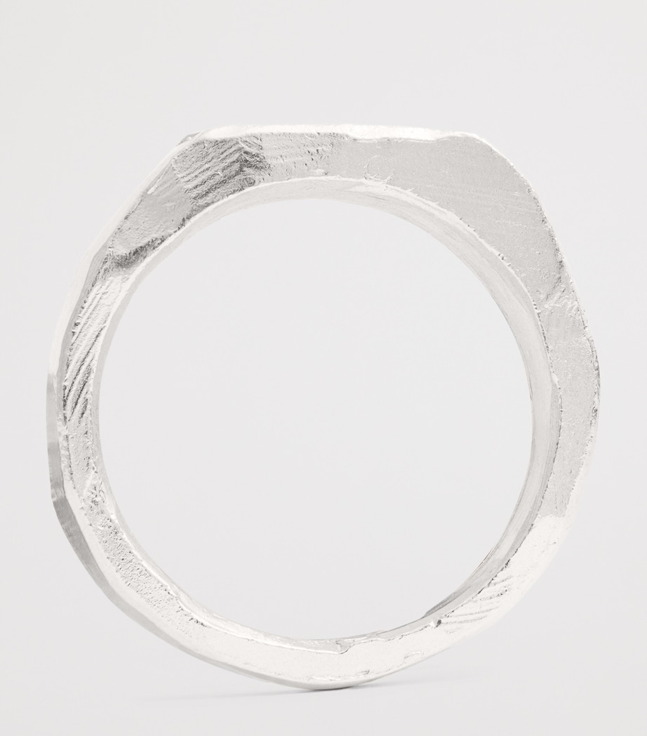 Sterling Silver and Emerald Hallmark Signet Ring SILVER Image 2