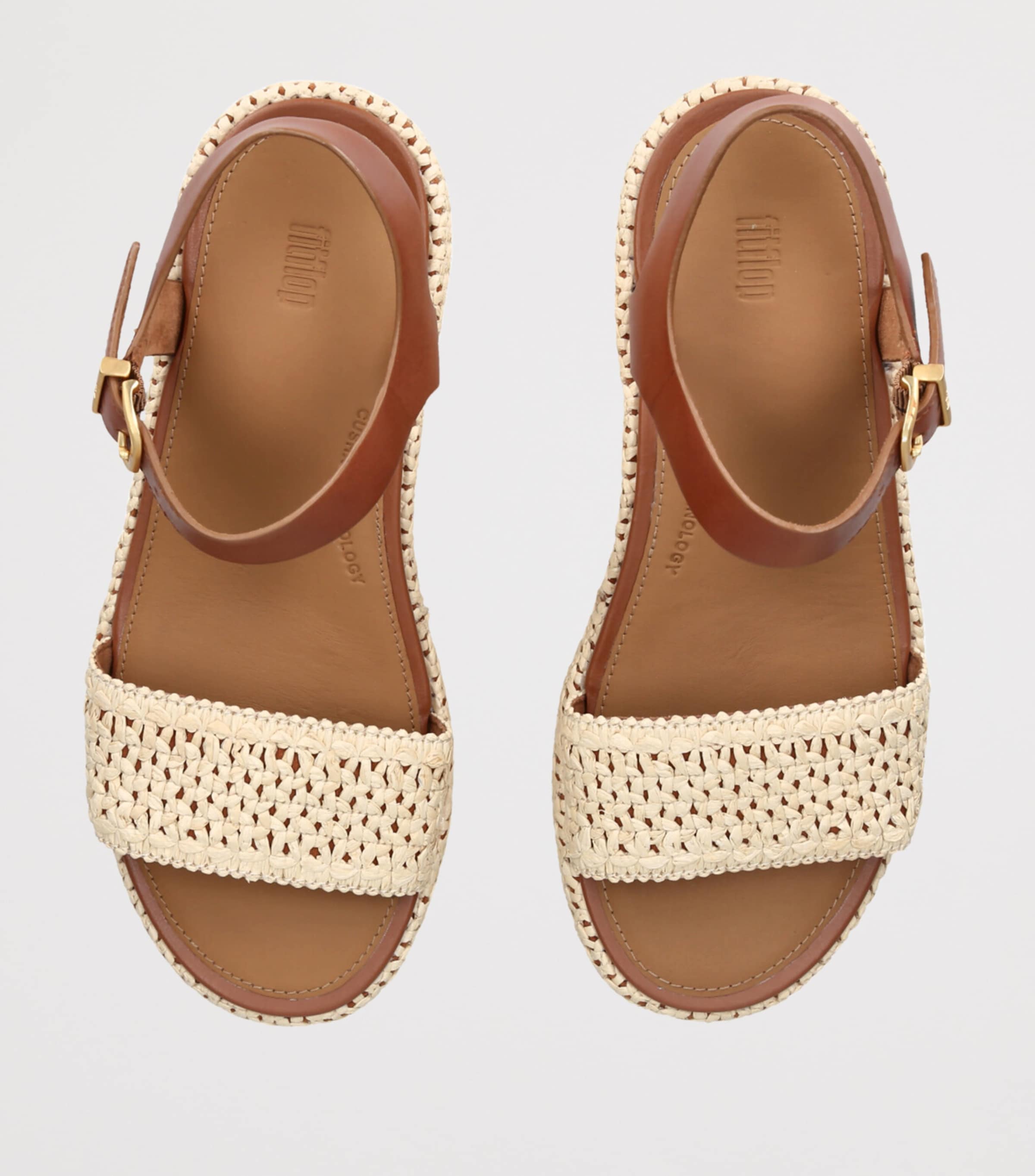 FitFlop Woven-Edge Platform Sandals 70 Beige Image 4